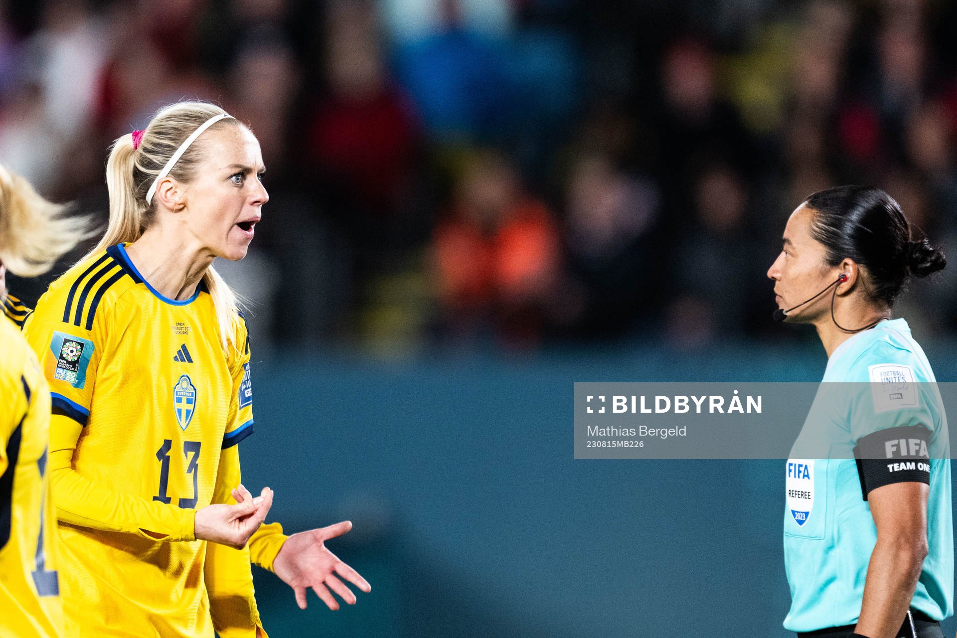 Amanda Ilestedt of Sweden reacts