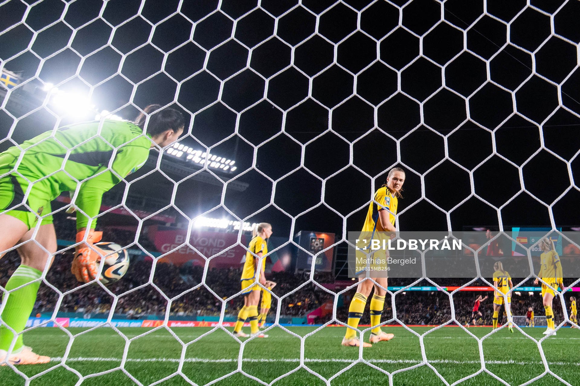 Goalkeeper Zecira Musovic and Magdalena Eriksson of Sweden