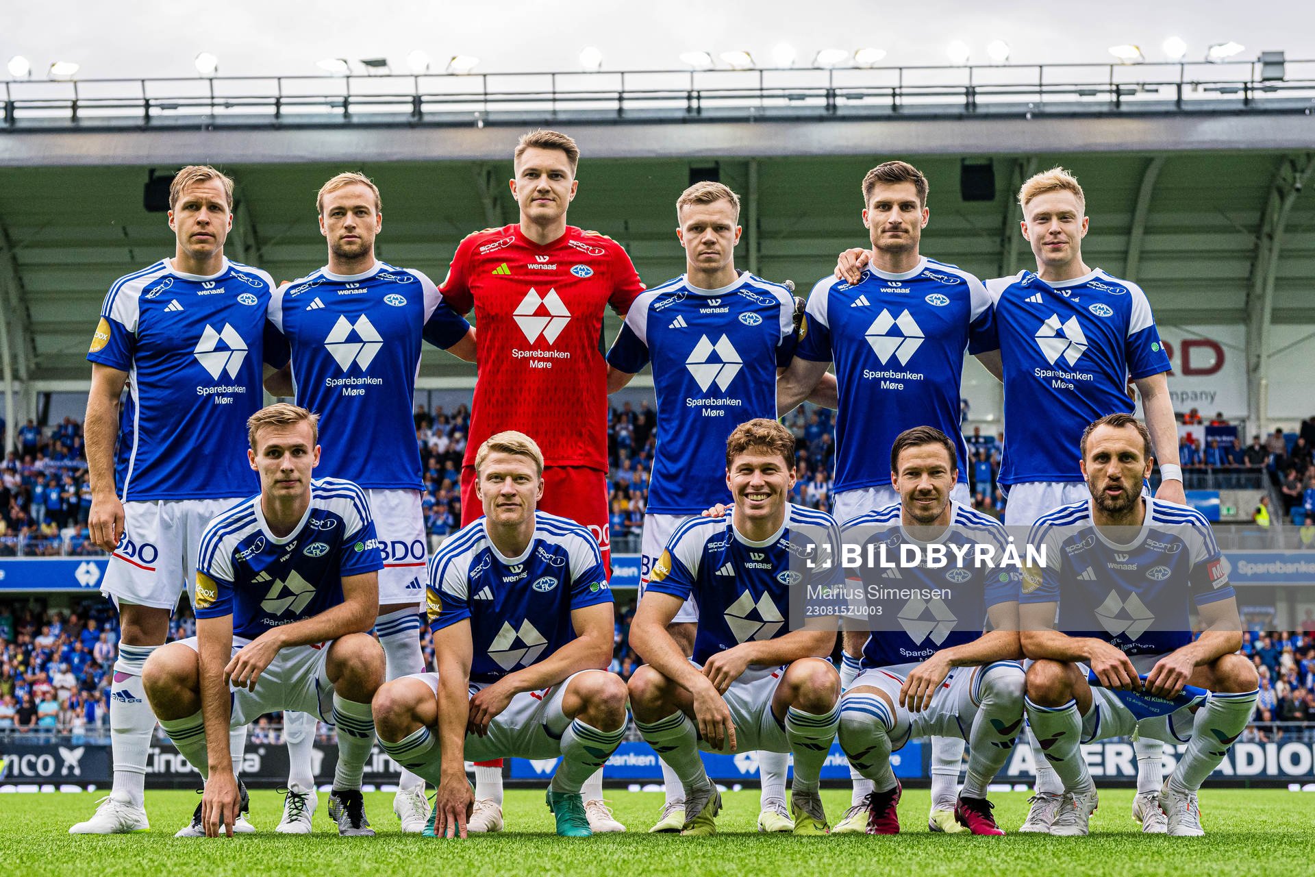 The starting eleven of Molde, from the top left; Martin