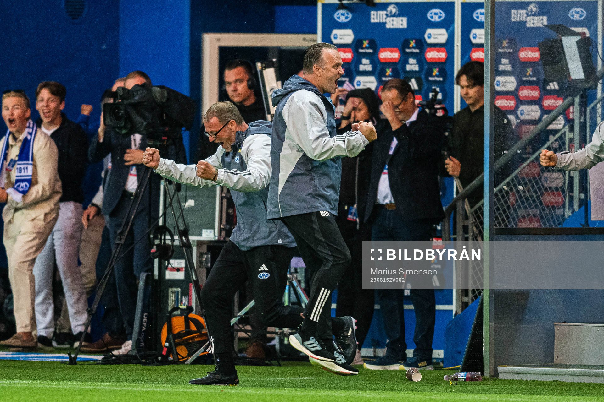 Erling Moe, head coach of Molde, celebrates at the final