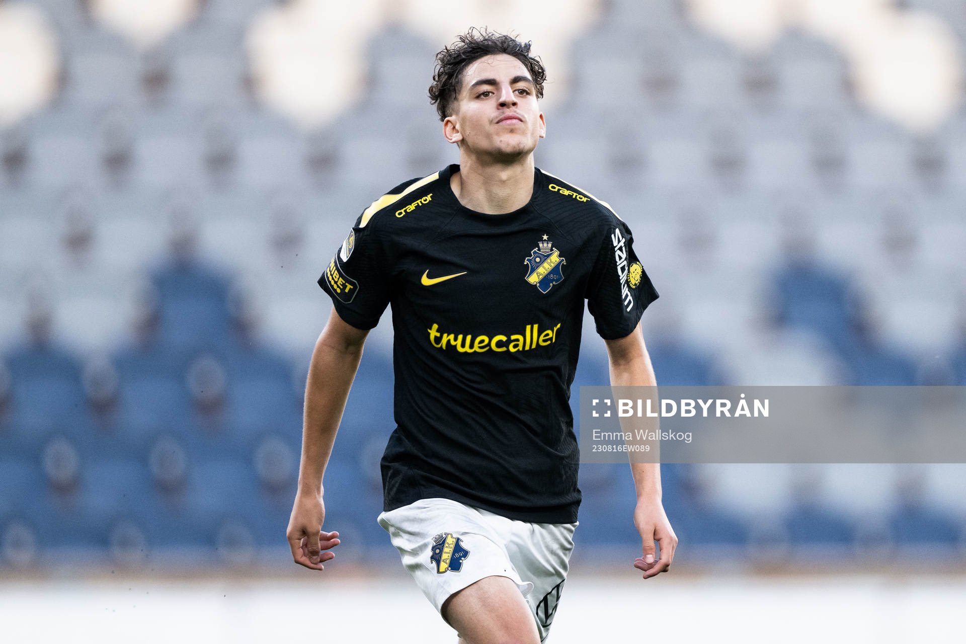 AIKs Taha Ayari jublar efter 0-2 under fotbollsmatchen i Svenska Cupen mellan Dalkurd och AIK den 16 augusti 2023 i Uppsala. 