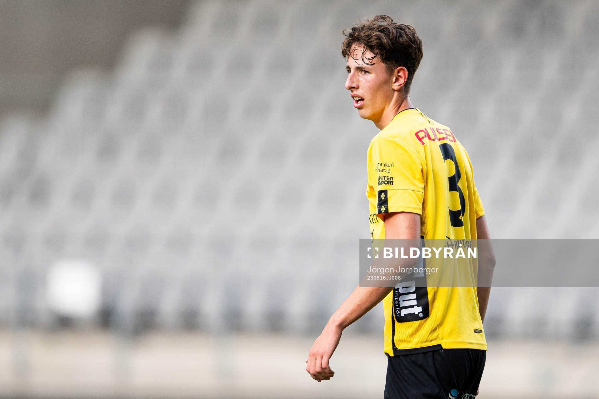 Elfsborgs Elliot Jonsson Grönberg under fotbollsmatchen i U17 Allsvenskan södra mellan Elfsborg och Utsikten den 16 augusti 2023 i Borås. 