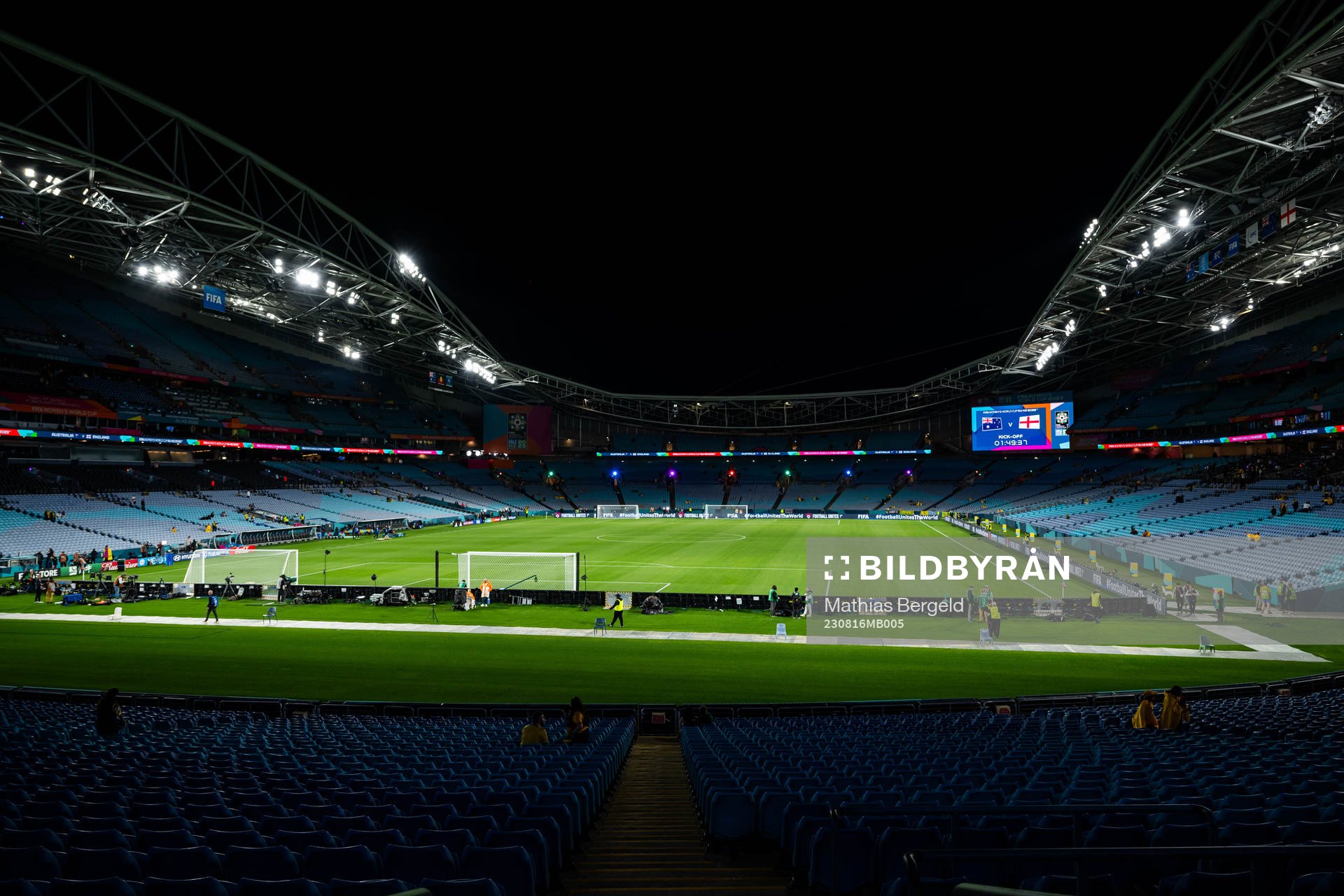 Stadium Australia ahead of the FIFA Women's World Cup semifinal between Australia and England on August 16, 2023 in Sydney. 