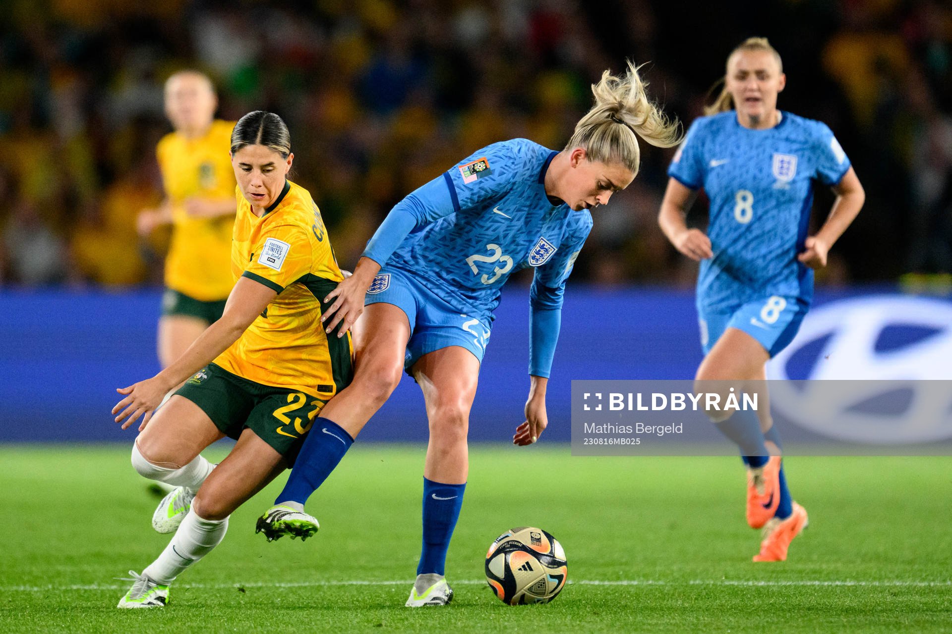 Kyra Cooney-Cross of Australia and Alessia Russo of England
