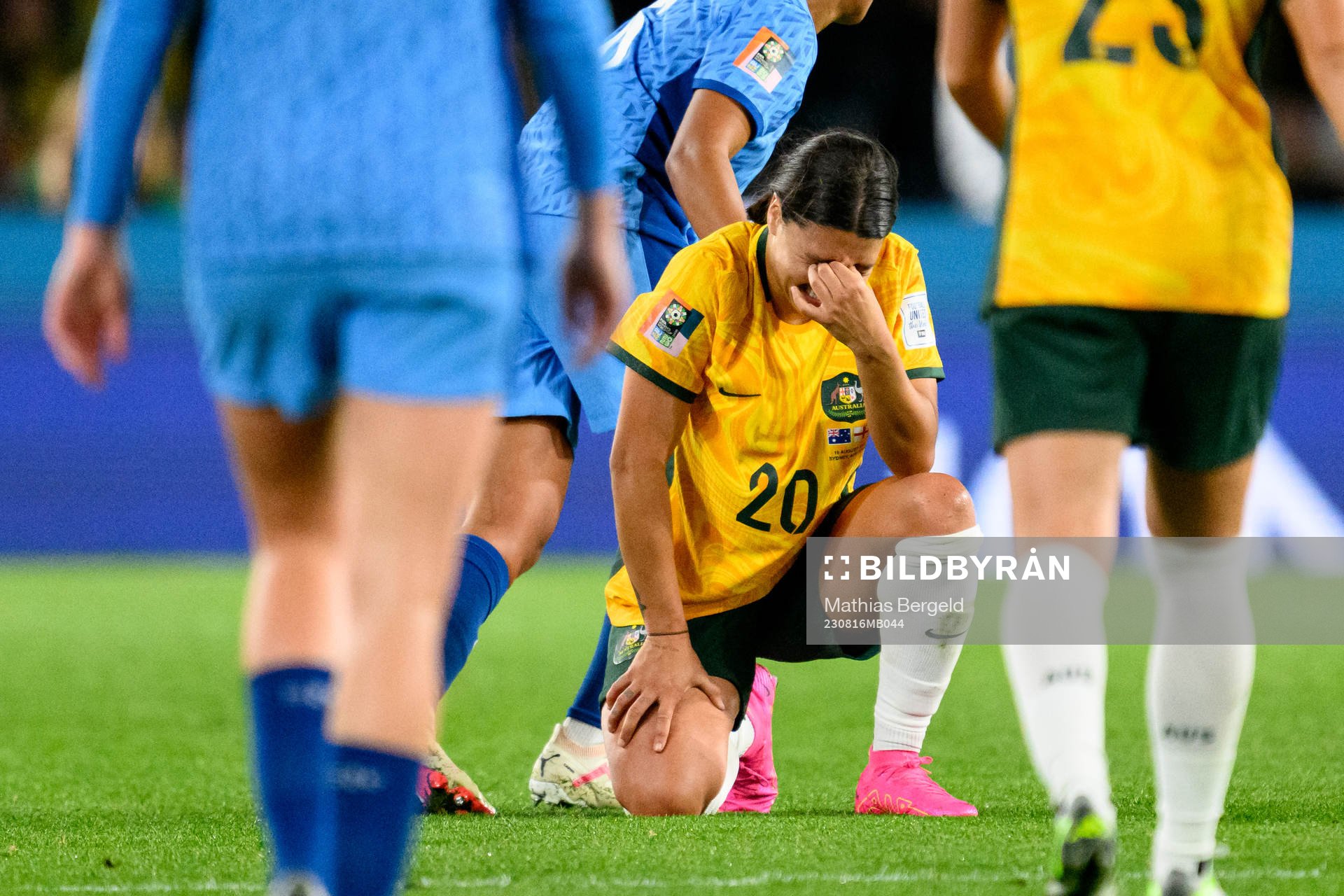 Sam Kerr of Australia in pain