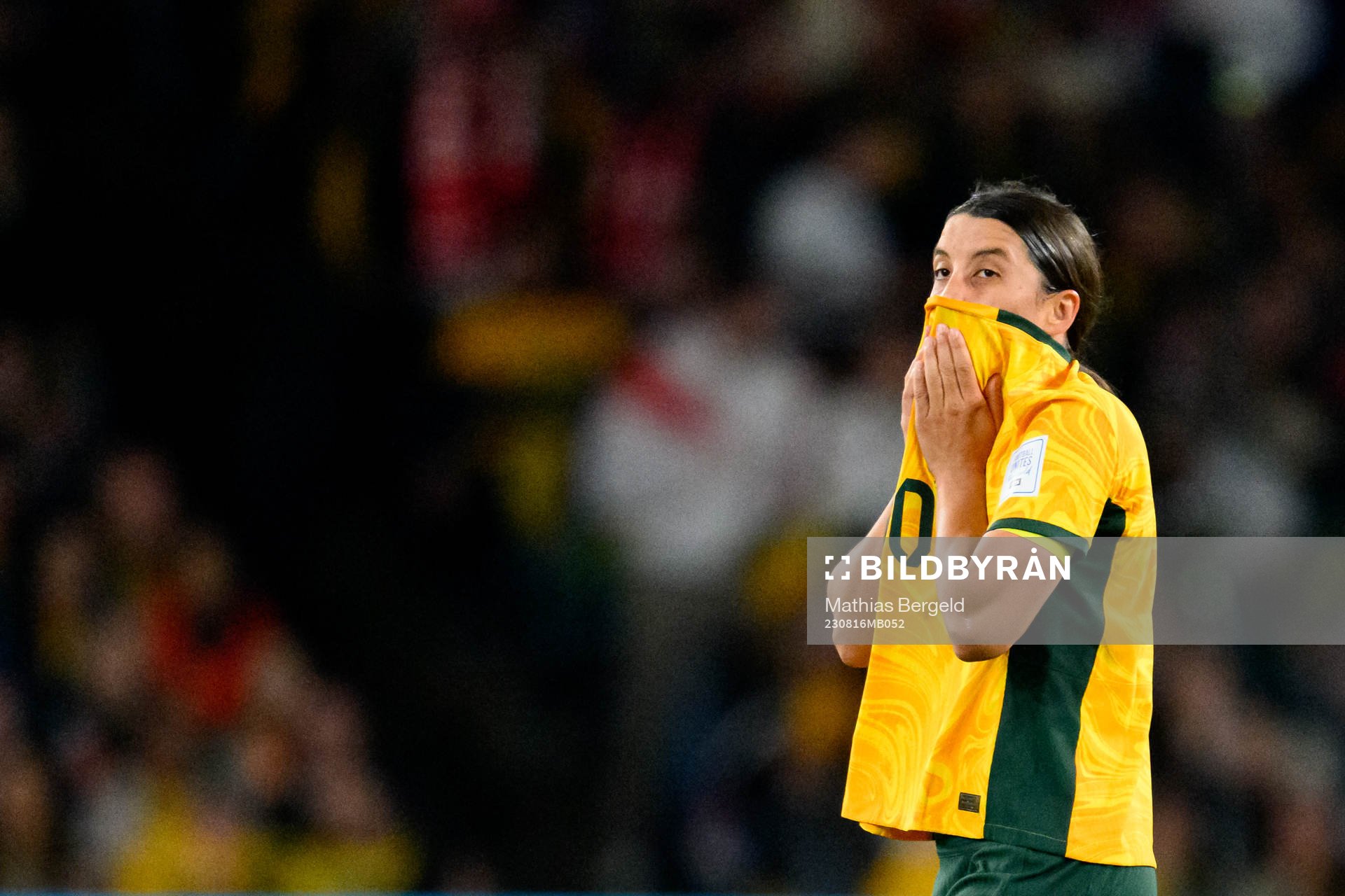 Sam Kerr of Australia looks dejected
