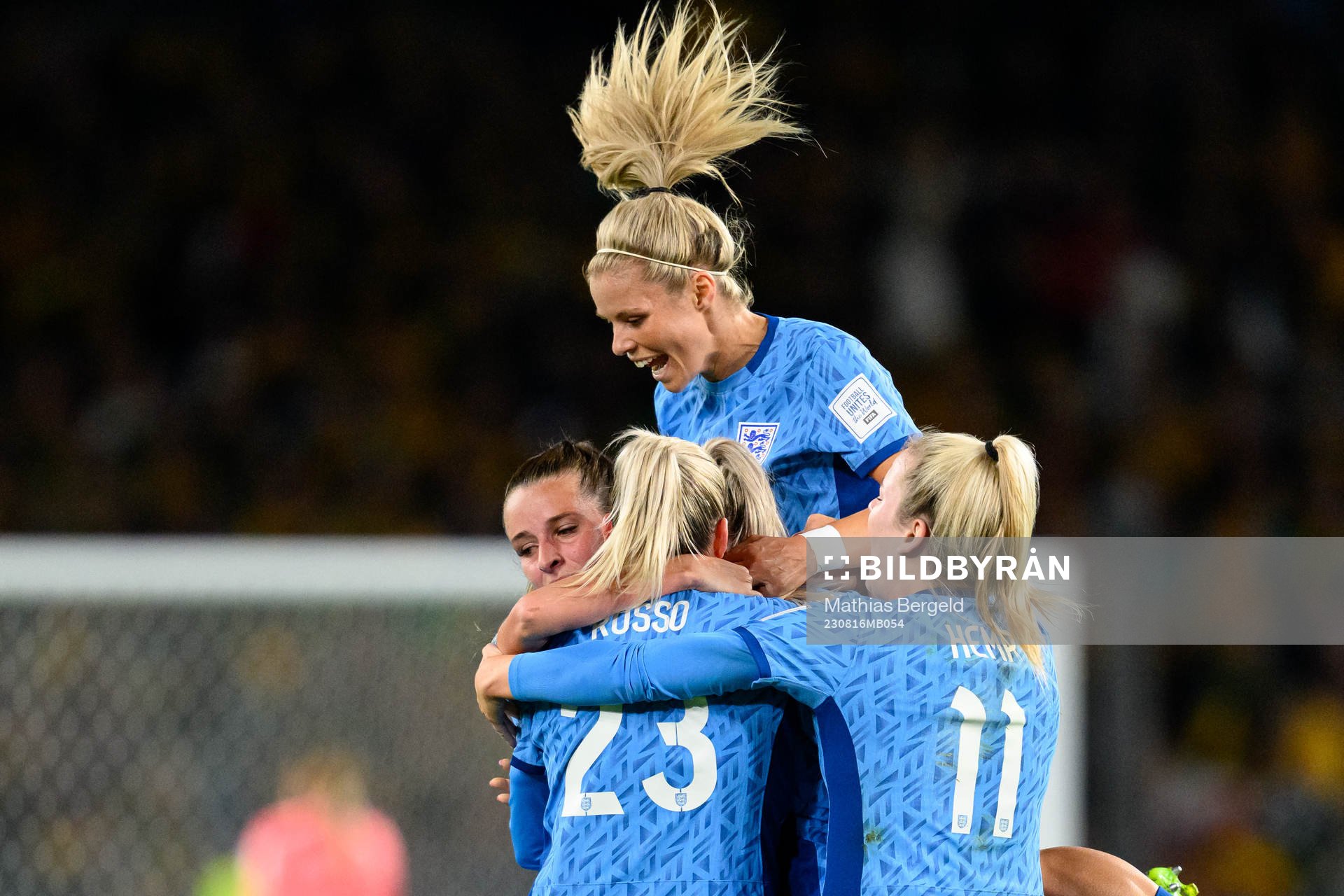 Ella Toone of England celebrates after 0-1 during the FIFA Women's World Cup semifinal between Australia and England on August 16, 2023 in Sydney.