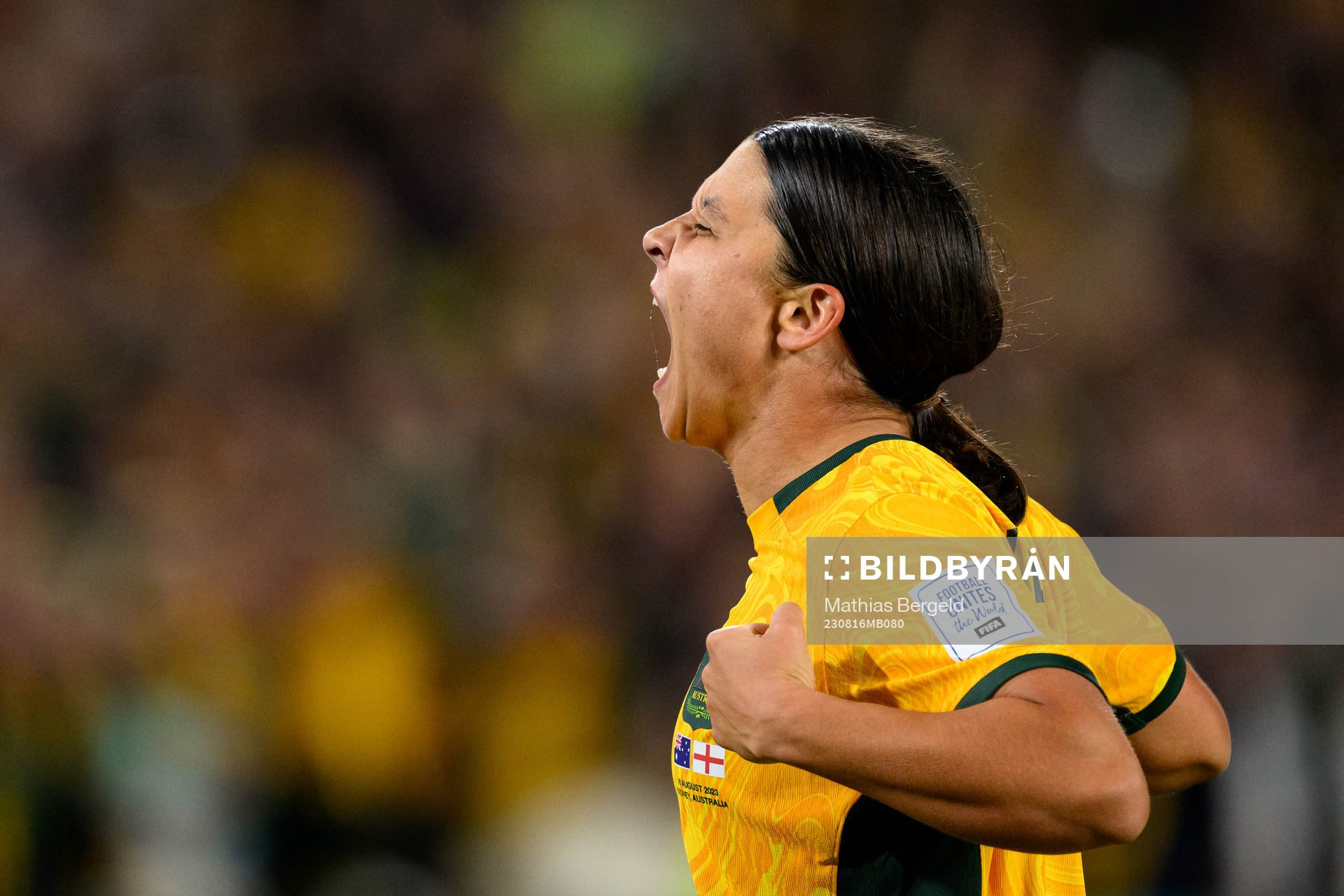 Sam Kerr of Australia celebrates