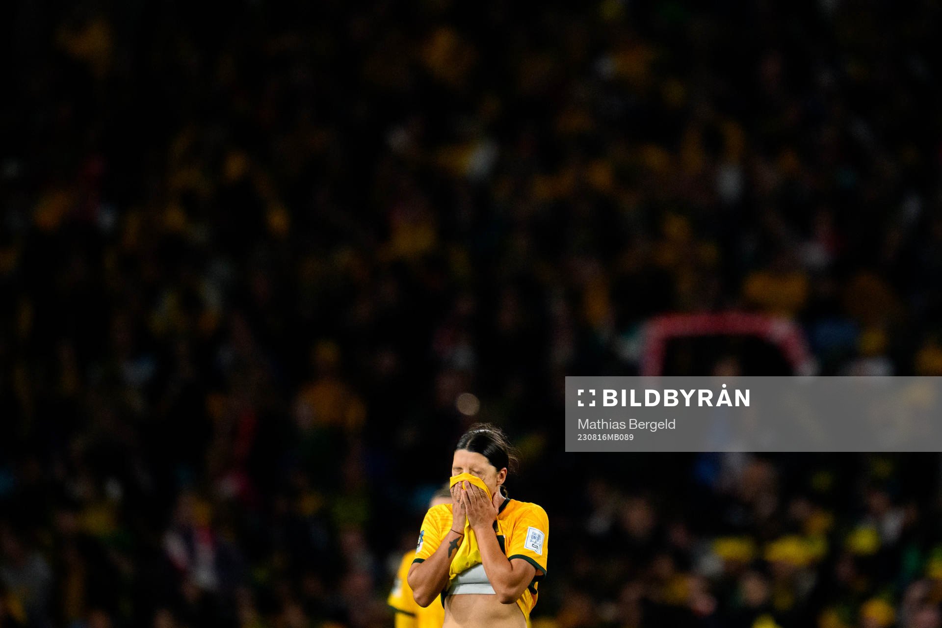 Sam Kerr of Australia looks dejected