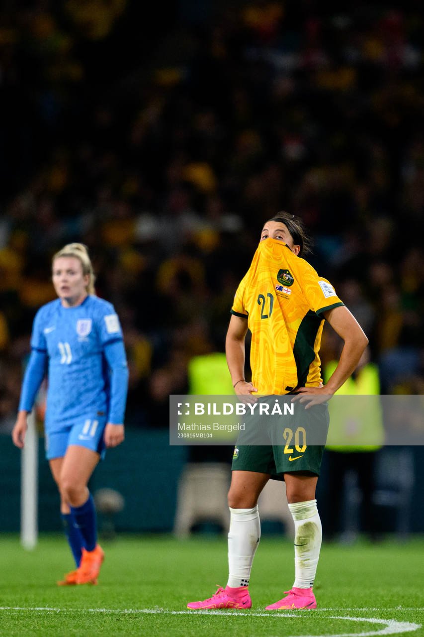 Sam Kerr of Australia looks dejected