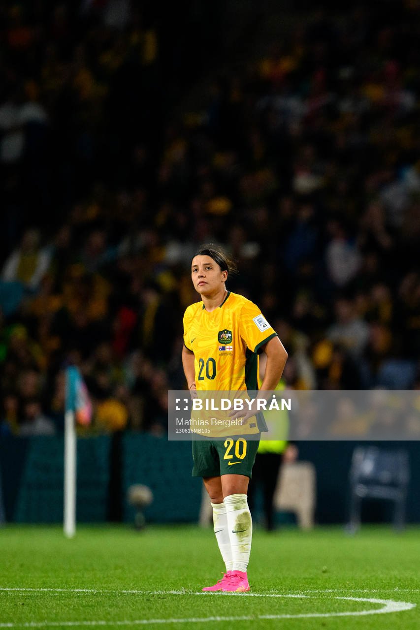 Sam Kerr of Australia looks dejected