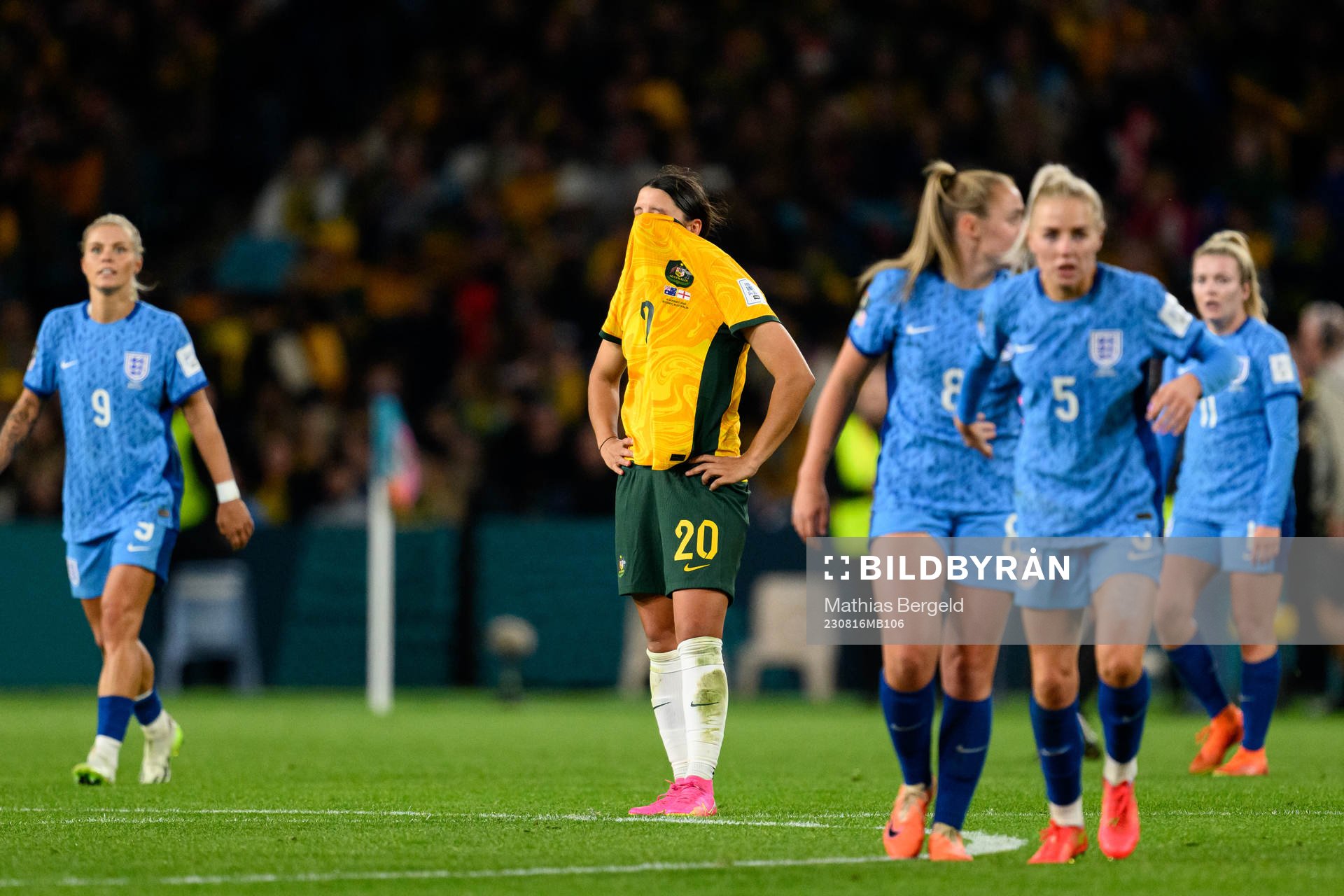 Sam Kerr of Australia looks dejected