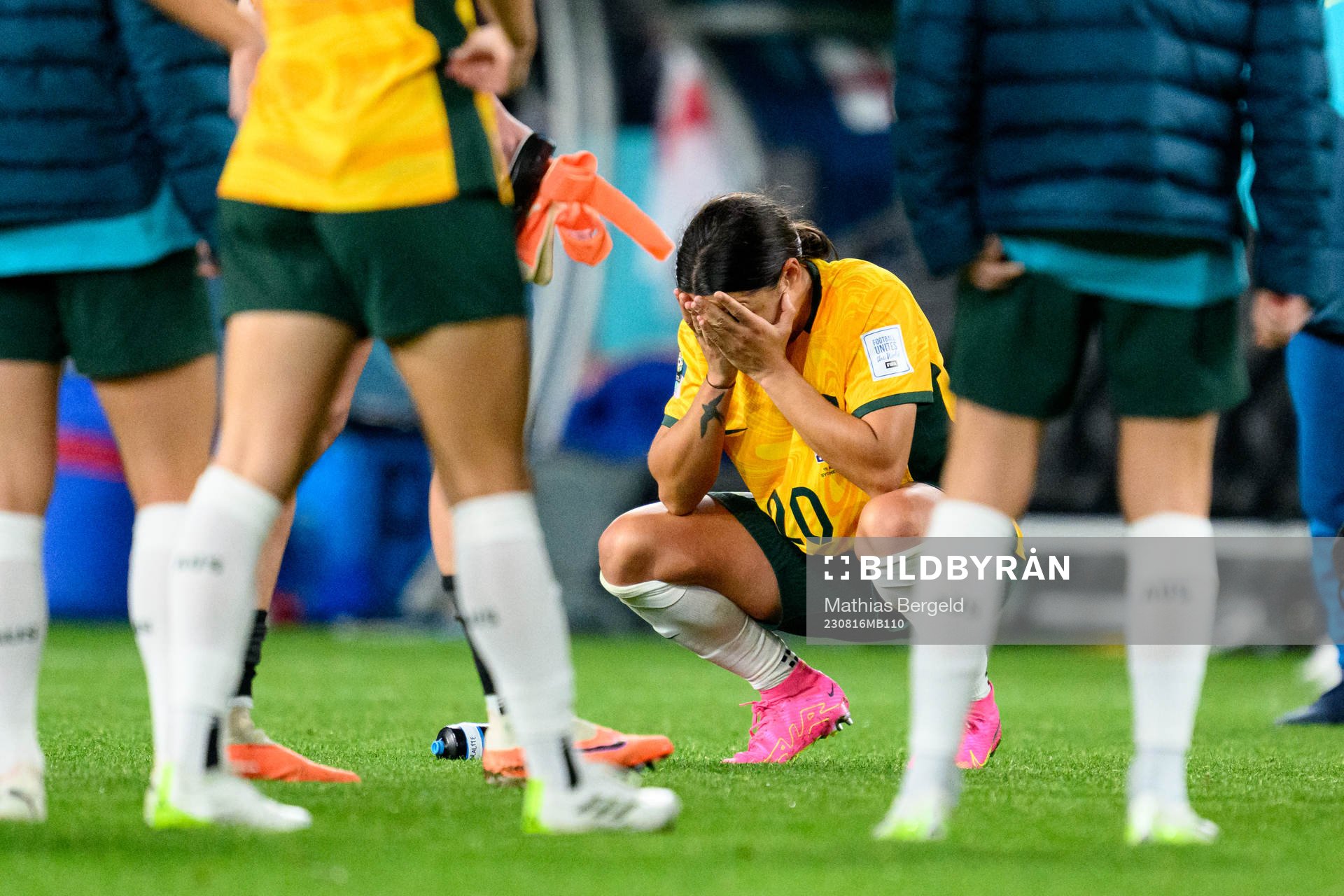 Sam Kerr of Australia looks dejected