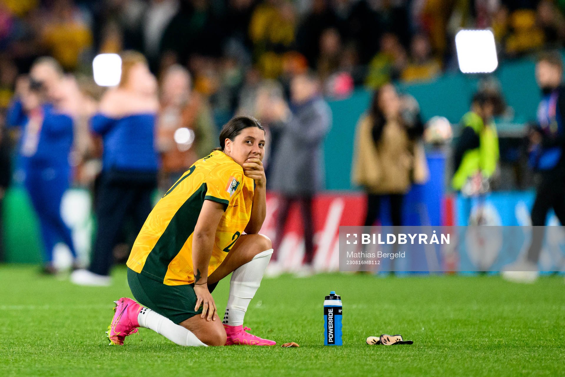 Sam Kerr of Australia looks dejected