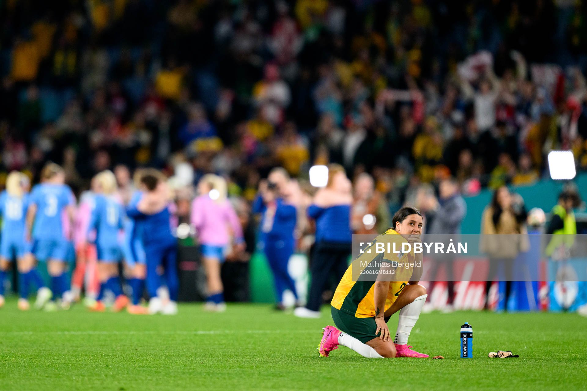 Sam Kerr of Australia looks dejected