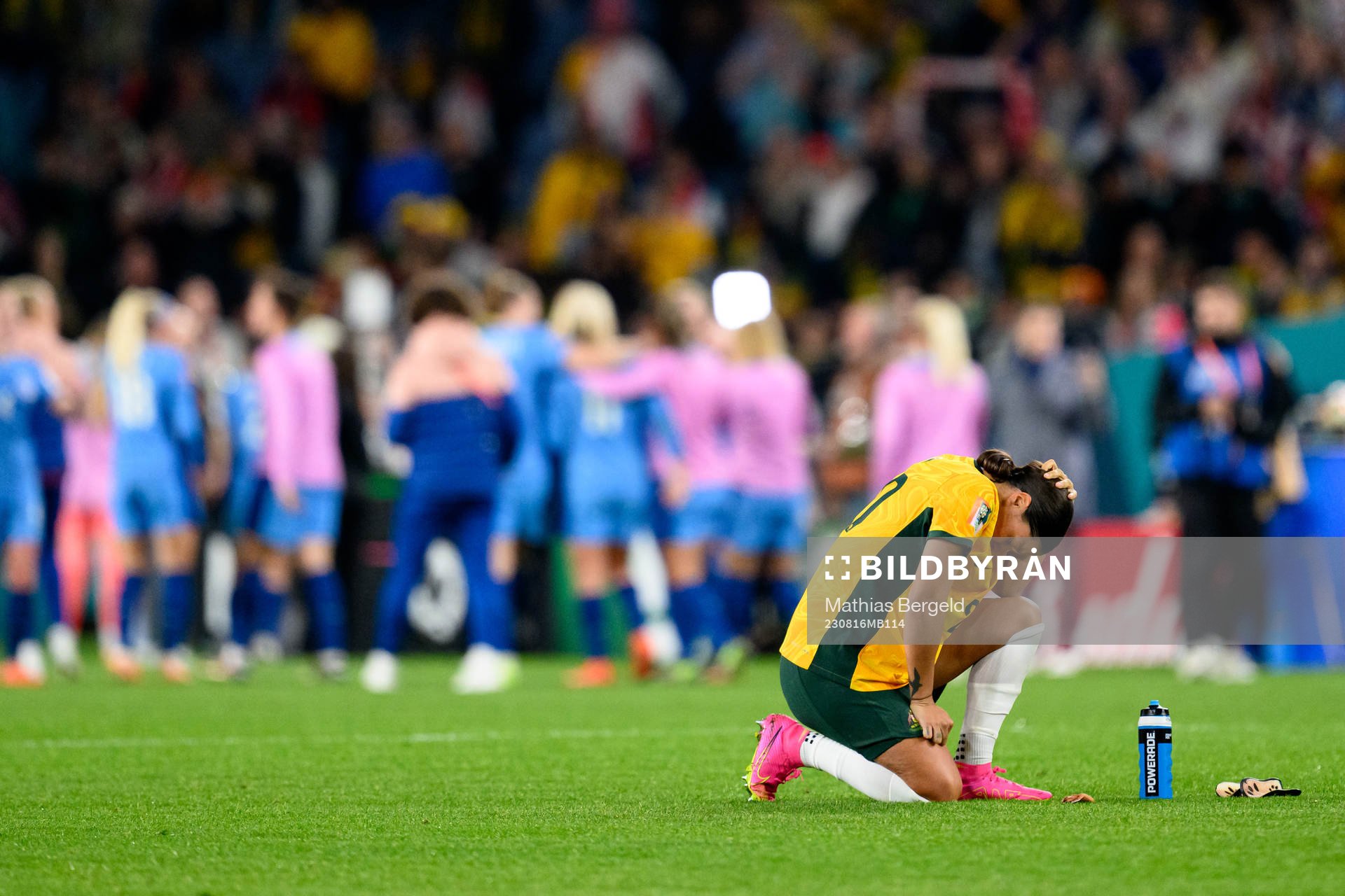 Sam Kerr of Australia looks dejected