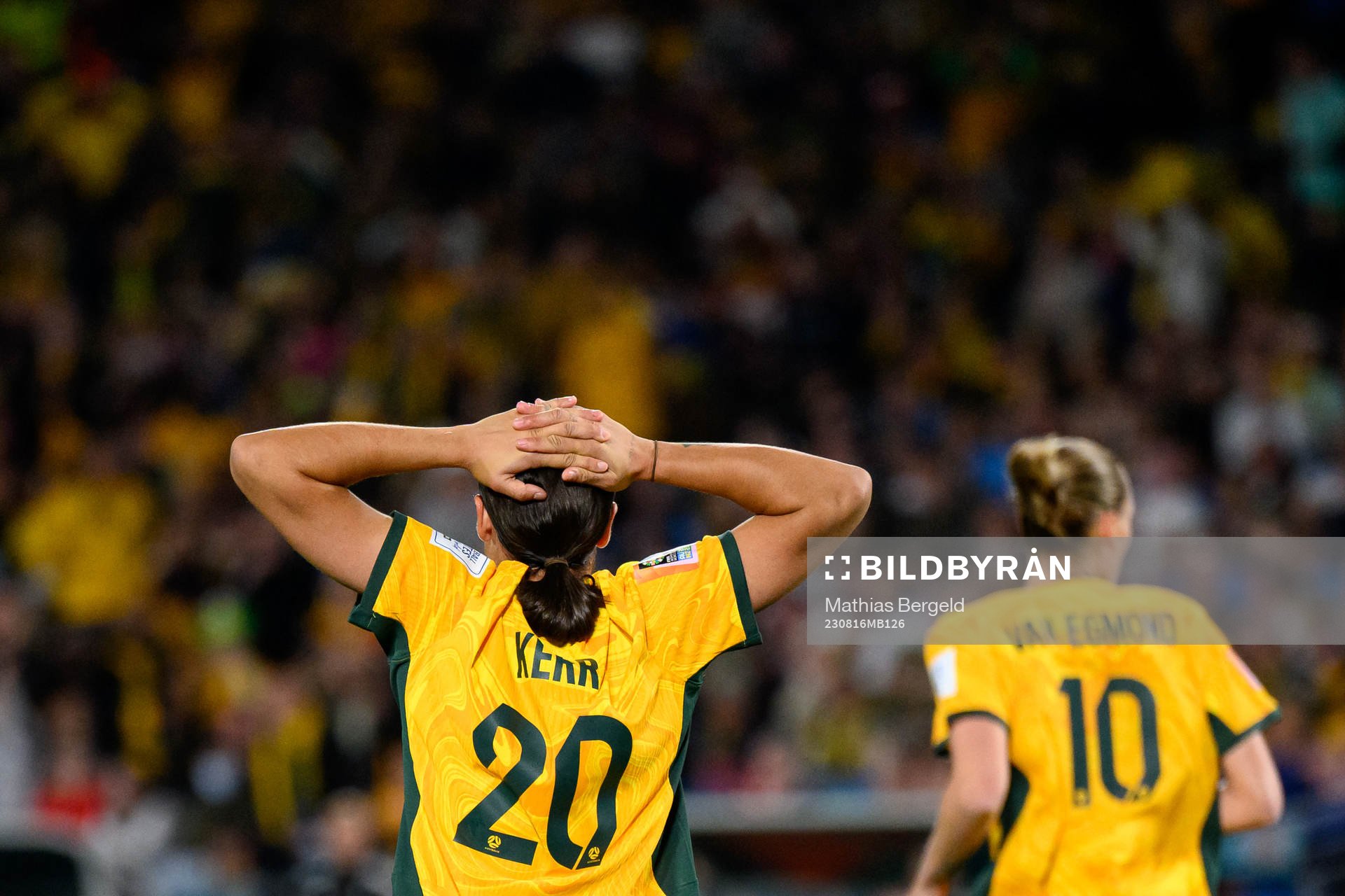 Sam Kerr of Australia looks dejected