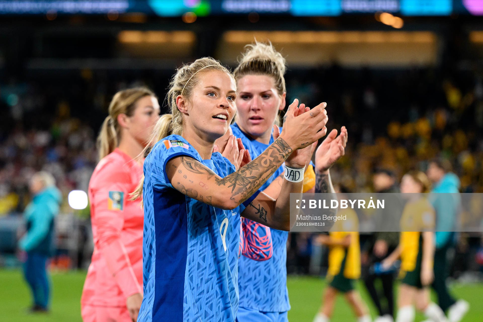 Rachel Daly and Millie Bright celebrate