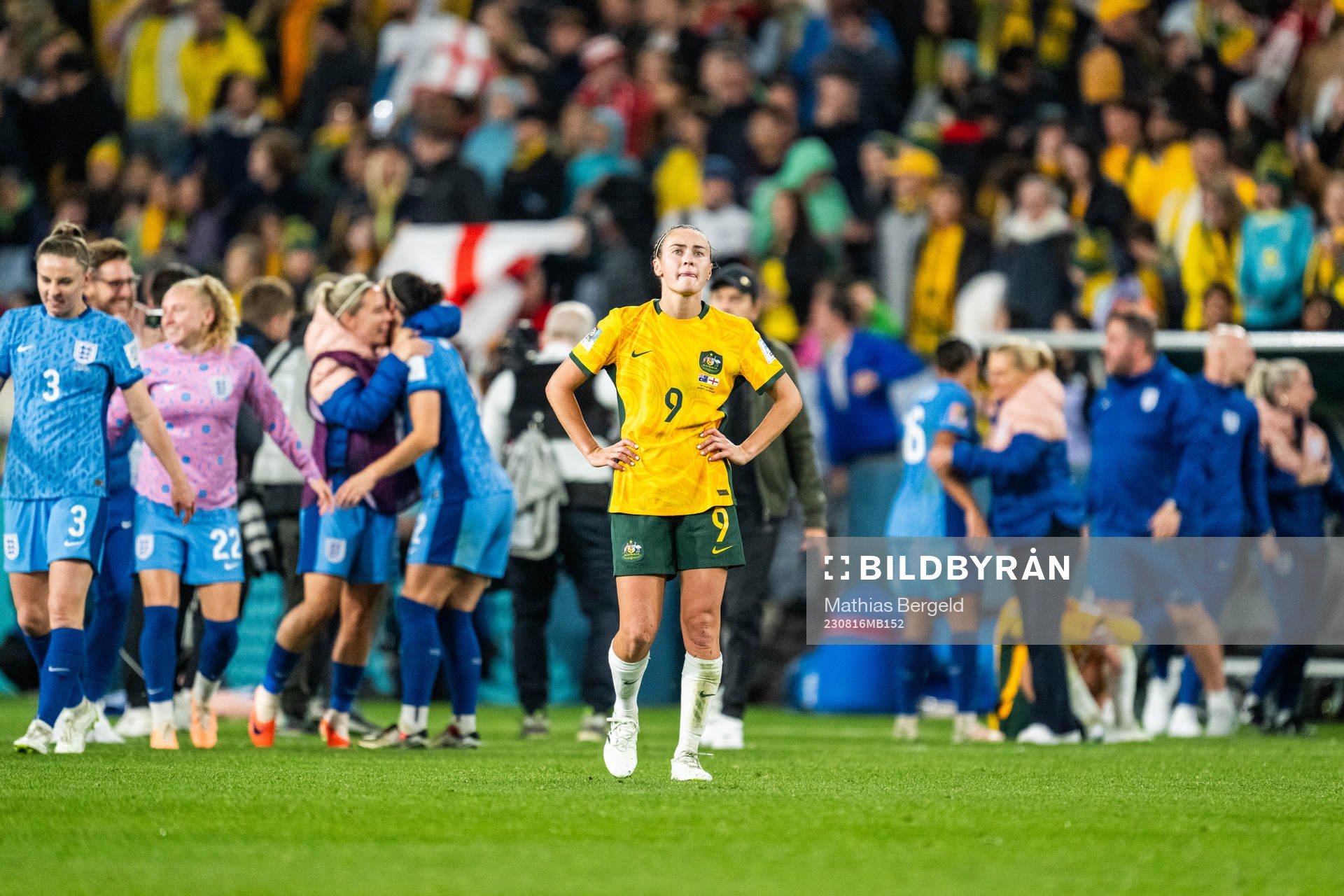 Caitlin Foord of Australia looks dejected