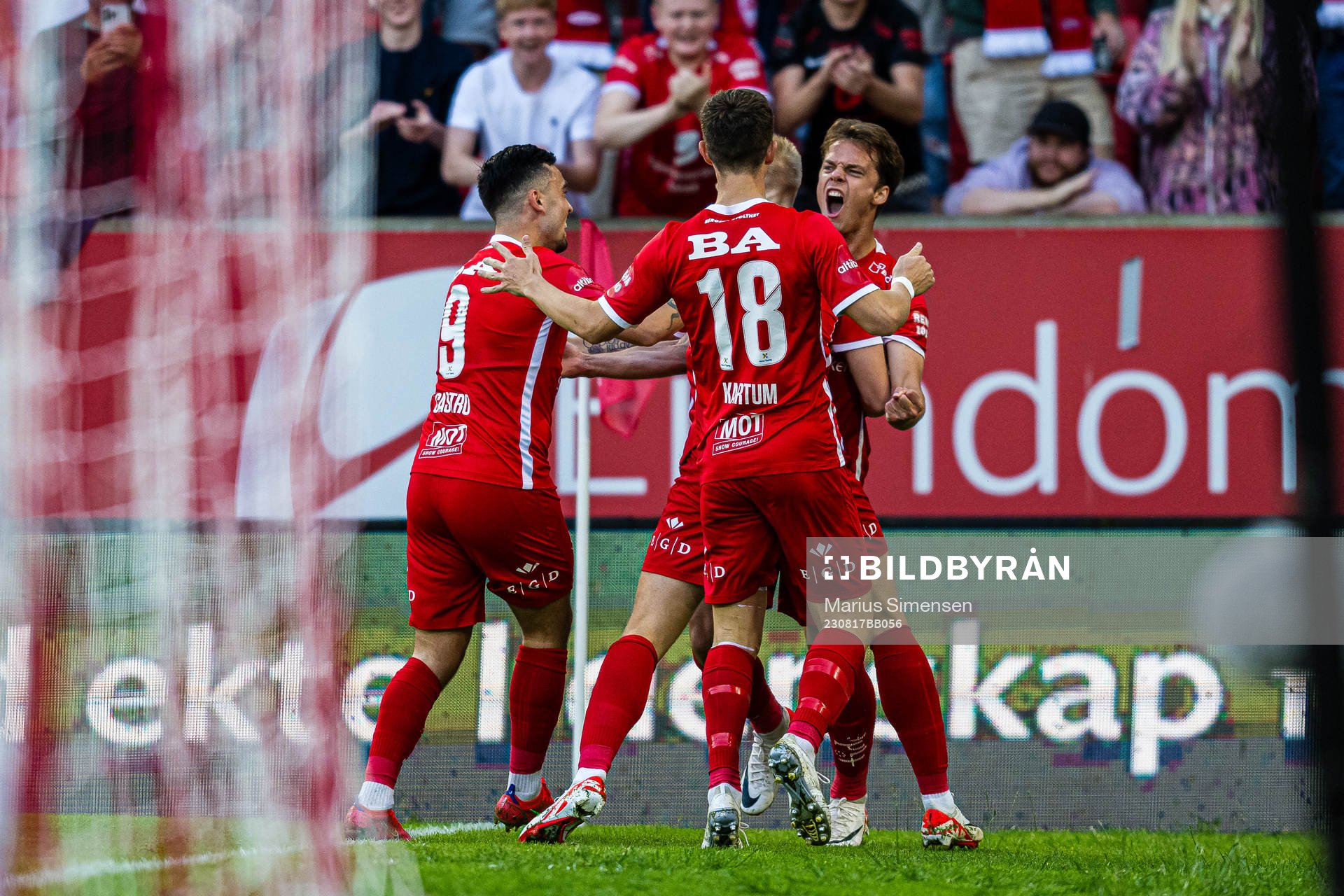 Felix Horn Myhre of Brann celebrates