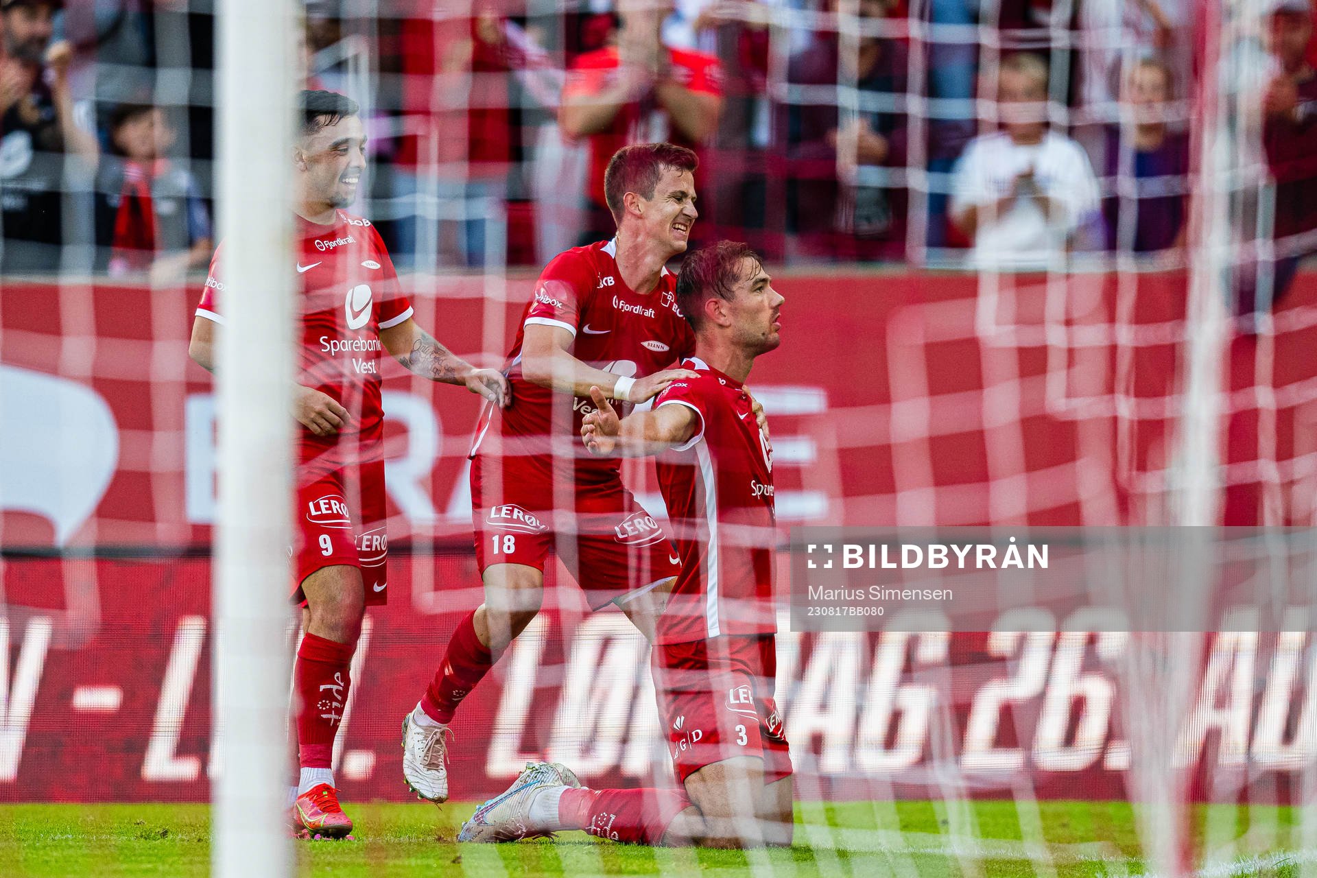 Fredrik Pallesen Knudsen of Brann celebrates