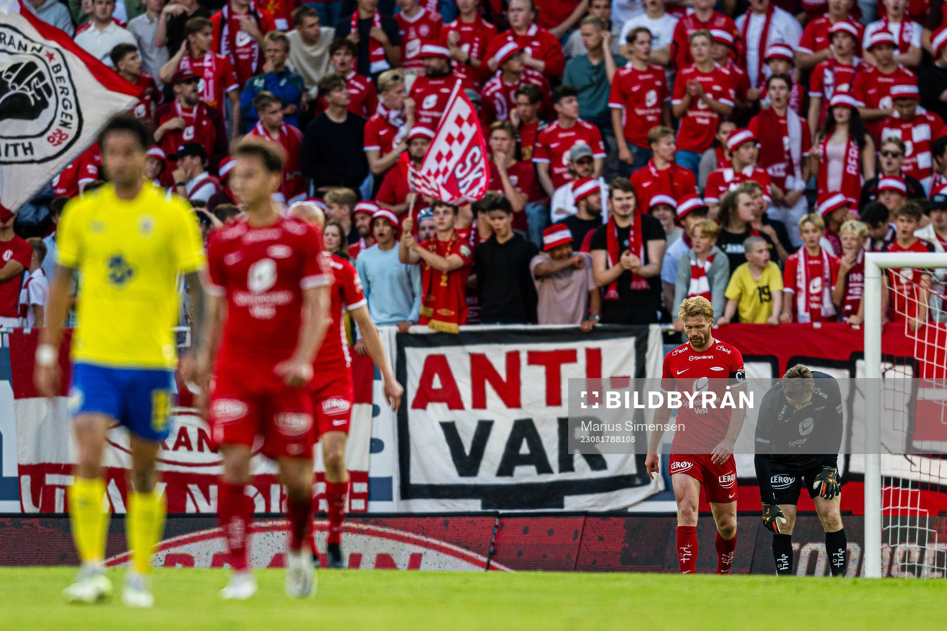 Sivert Heltne Nilsen of Brann looks dejected