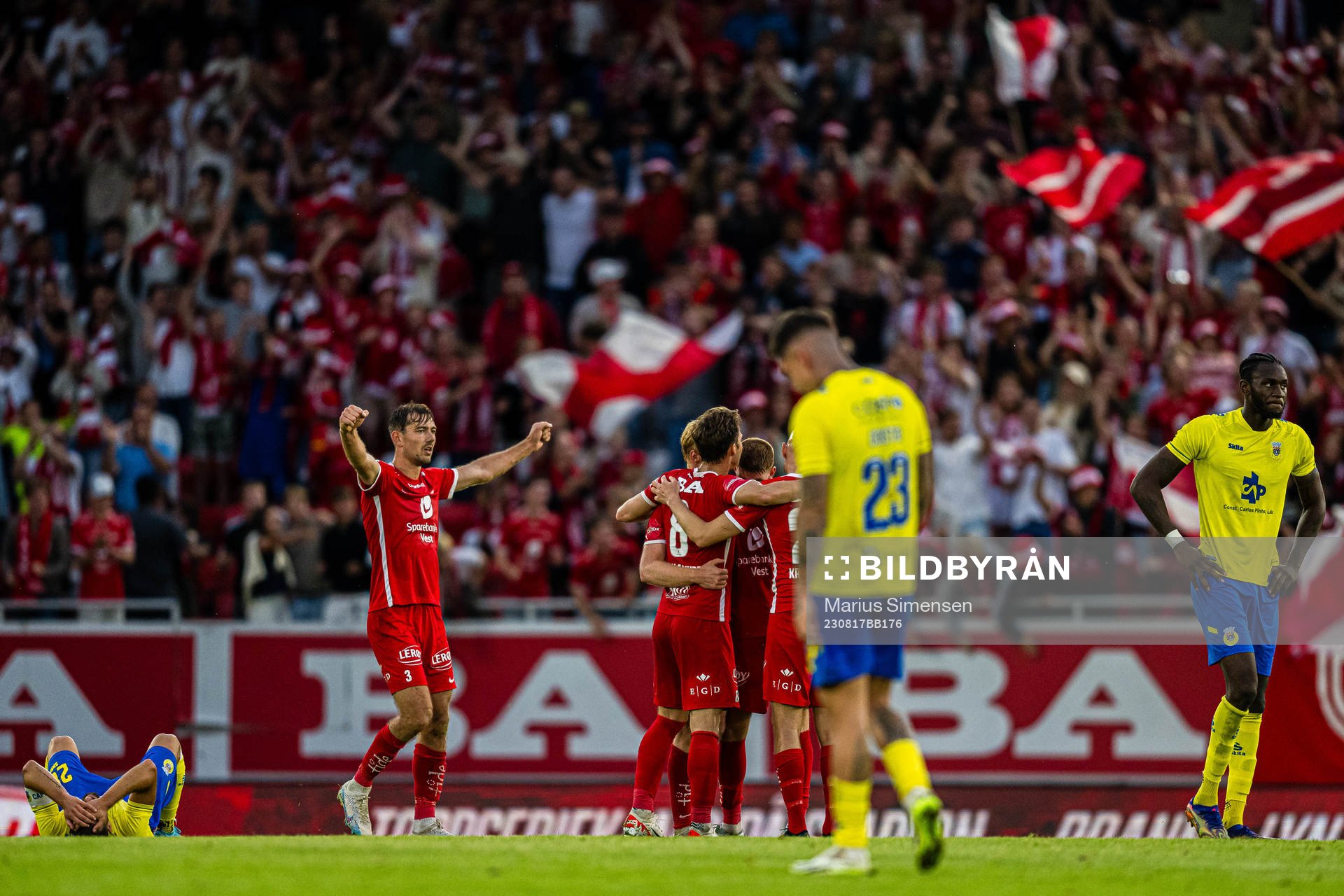 Fredrik Pallesen Knudsen of Brann celebrates