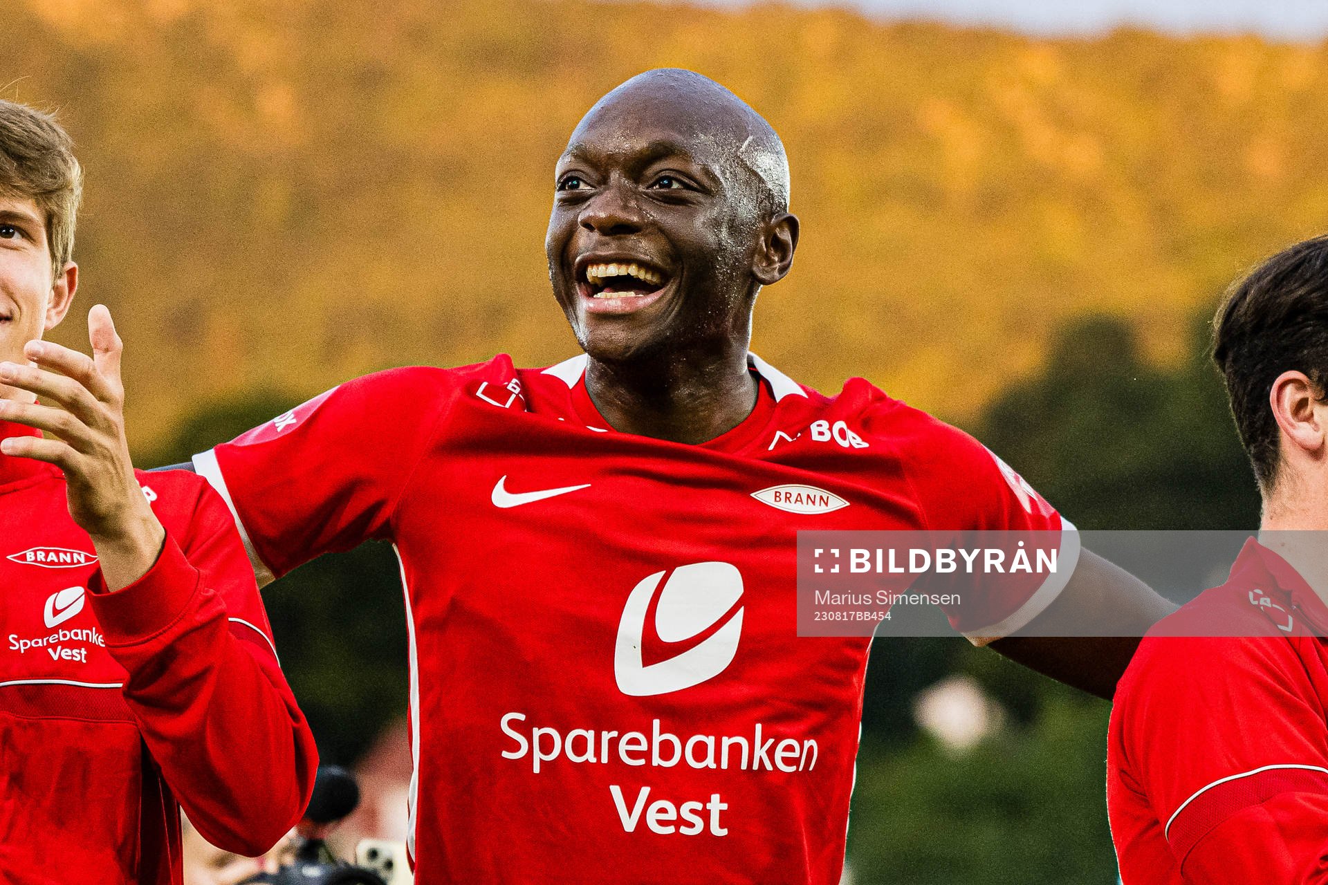 Monga Aluta Simba of Brann after the UEFA Europa Conference League qualifying match between Brann and Arouca on August 17, 2023 in Bergen.