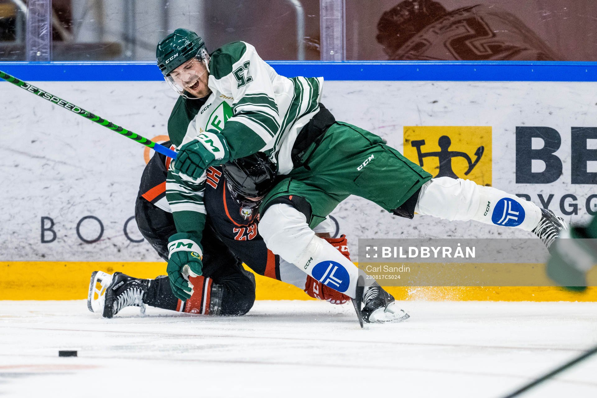 Malmö Redhawkss Kim Rosdal och Färjestads August Tornberg