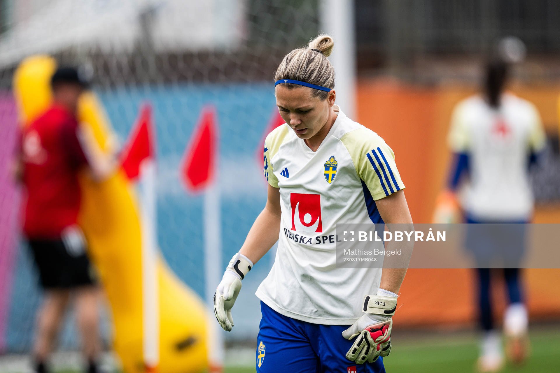 Goalkeeper Jennifer Falk of the Swedish women's national