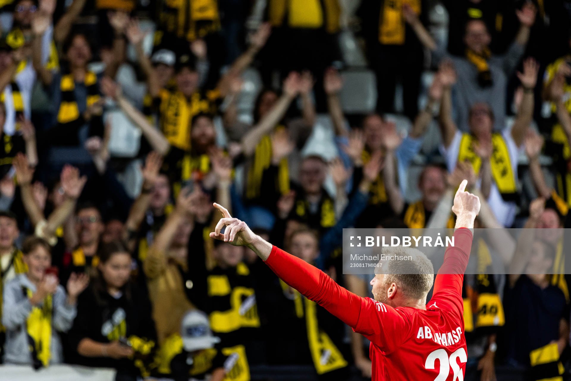 goalkeeper Peter Abrahamsson of Häcken celebrates with
