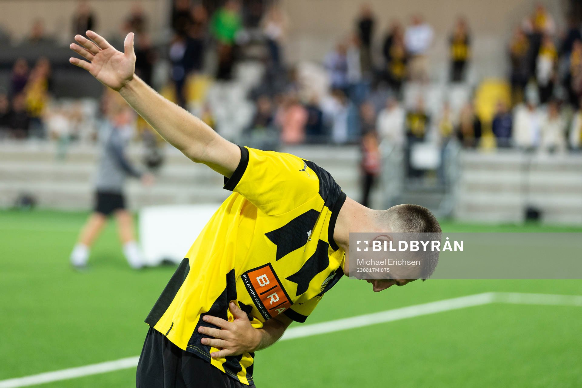 Kristoffer Lund Hansen of Häcken celebrates with supporters