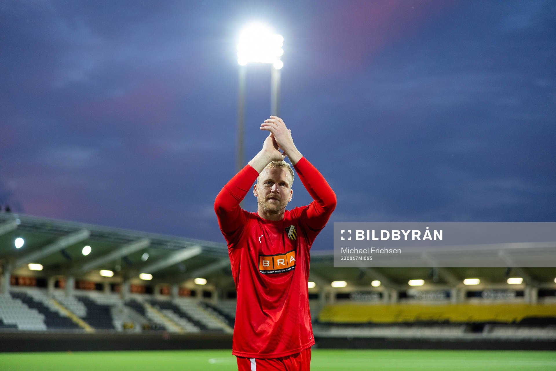 Goalkeeper Peter Abrahamsson of Häcken celebrates with