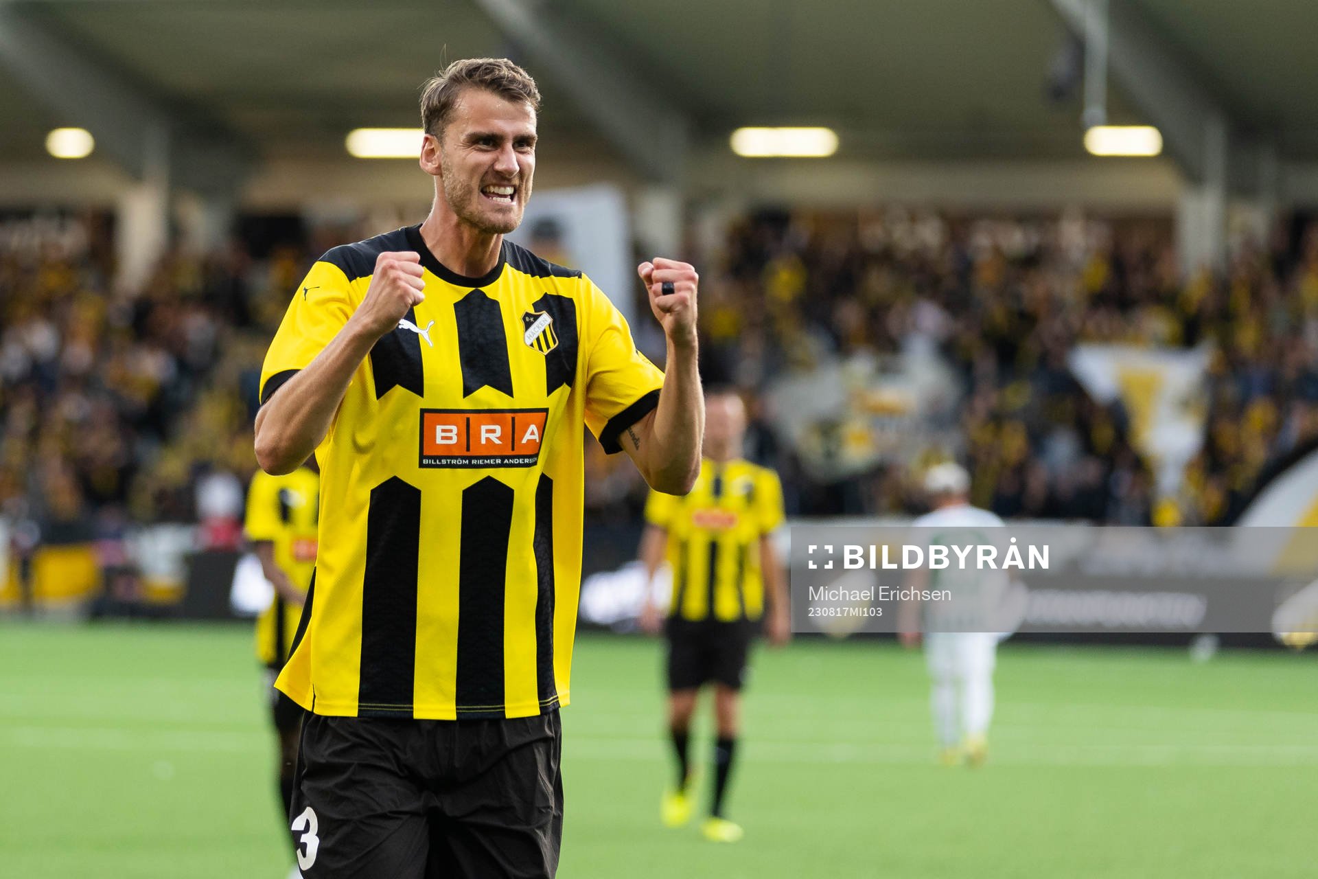 Johan Hammar of Häcken celebrates 2-0 scored by team mate