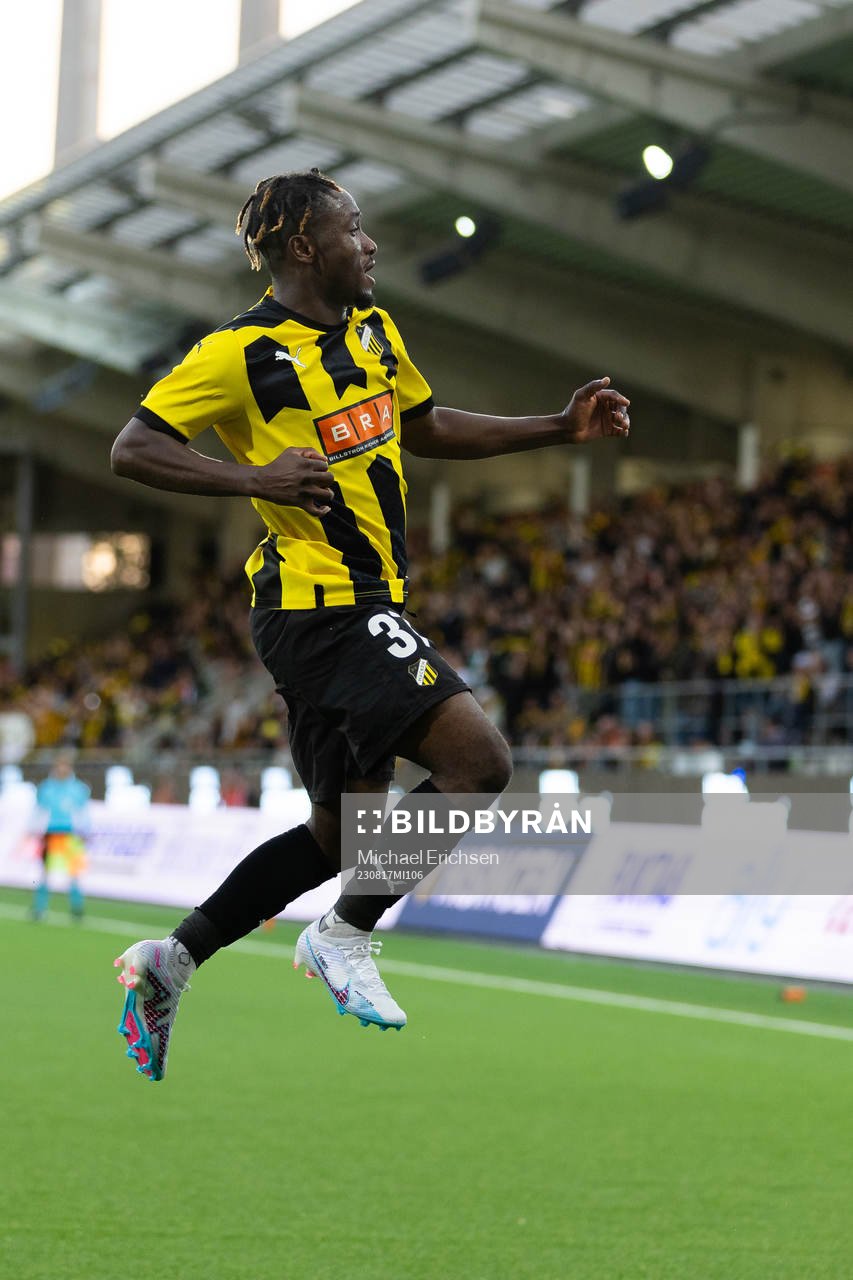 Ibrahim Sadiq of Häcken celebrates scoring 4-0 from the
