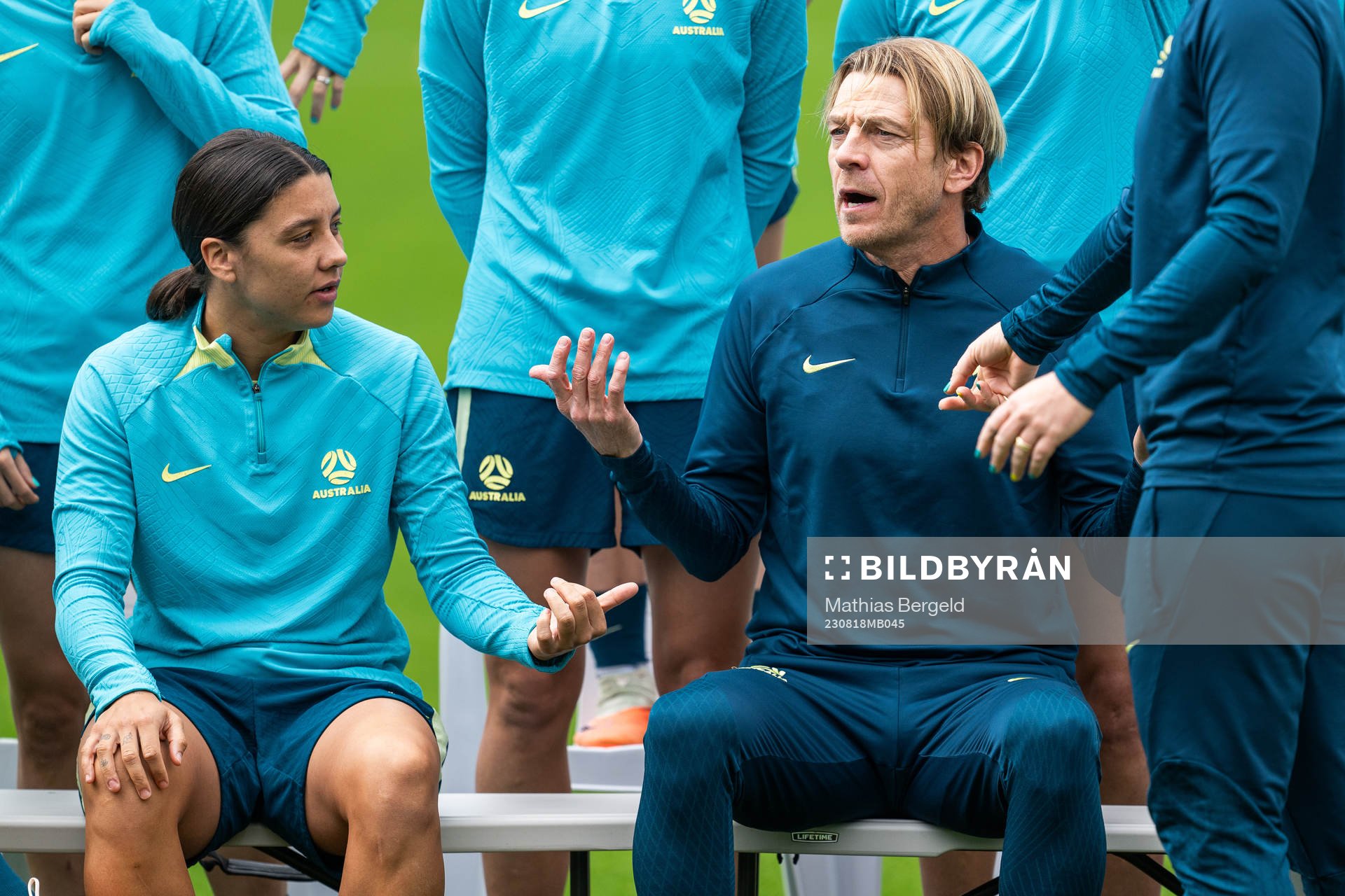 Sam Kerr and Head coach Tony Gustavsson of the Australian