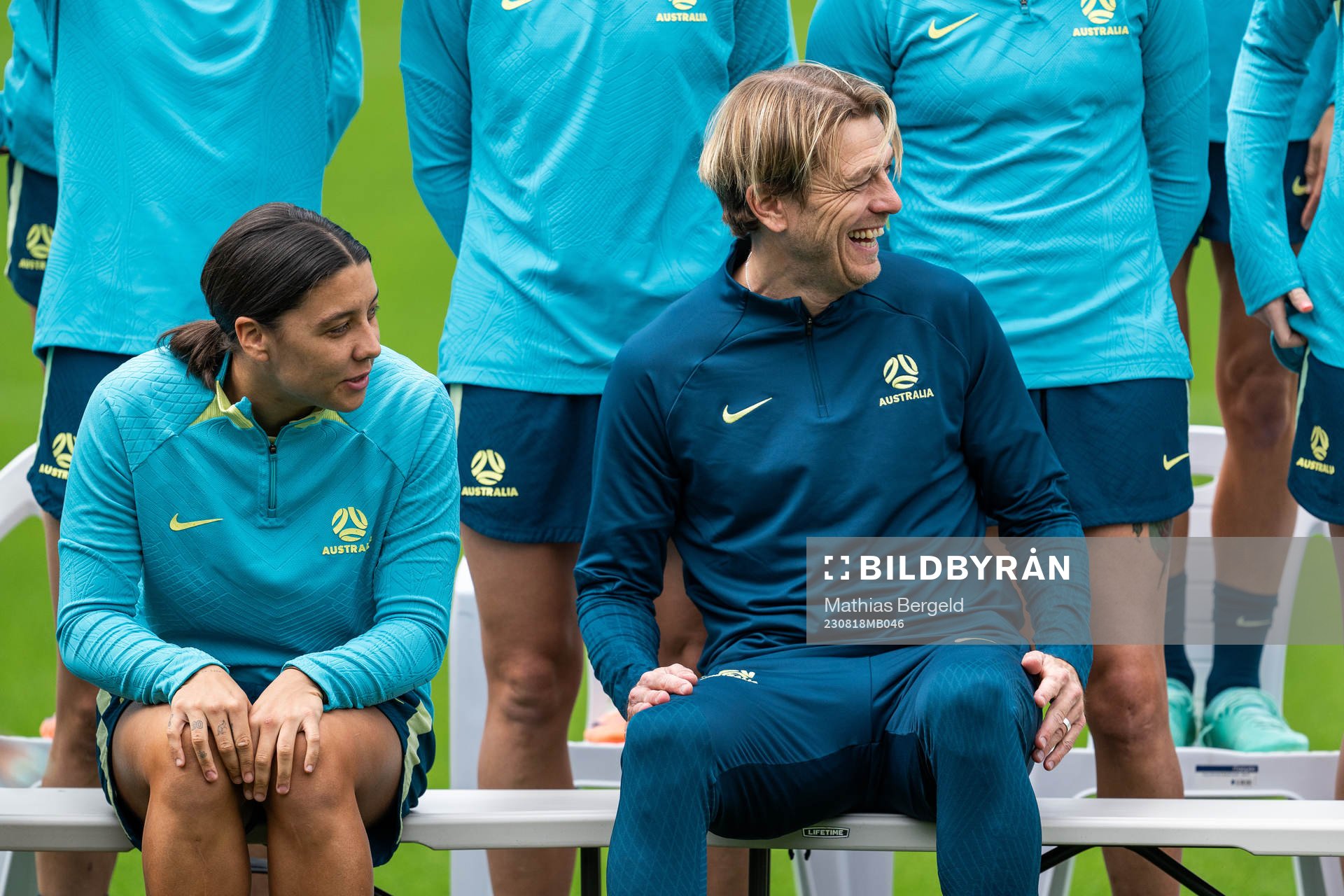 Sam Kerr and Head coach Tony Gustavsson of the Australian