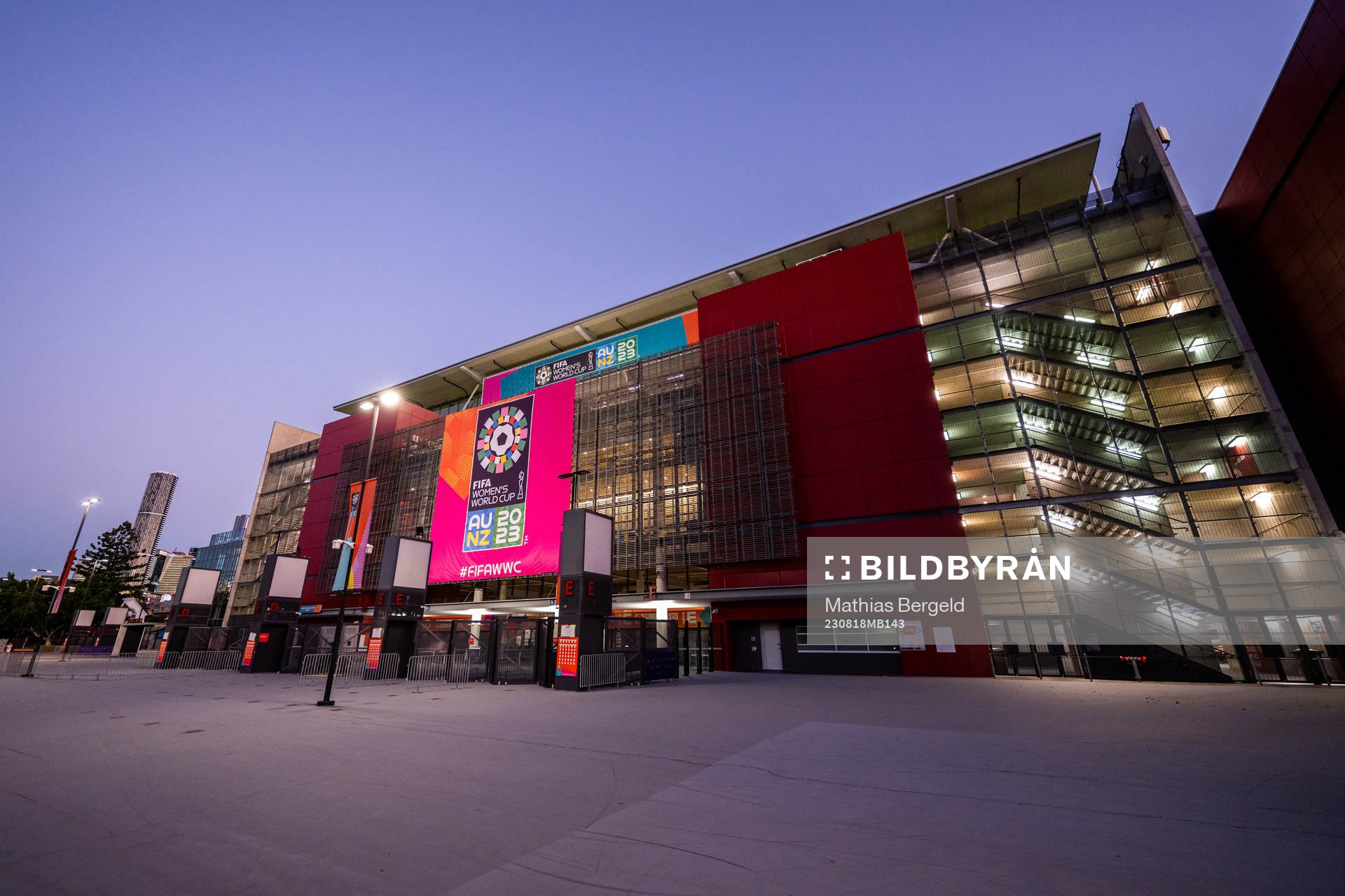 General exterior view of Brisbane Stadium during the FIFA Women's World Cup on August 18, 2023 in Brisbane.