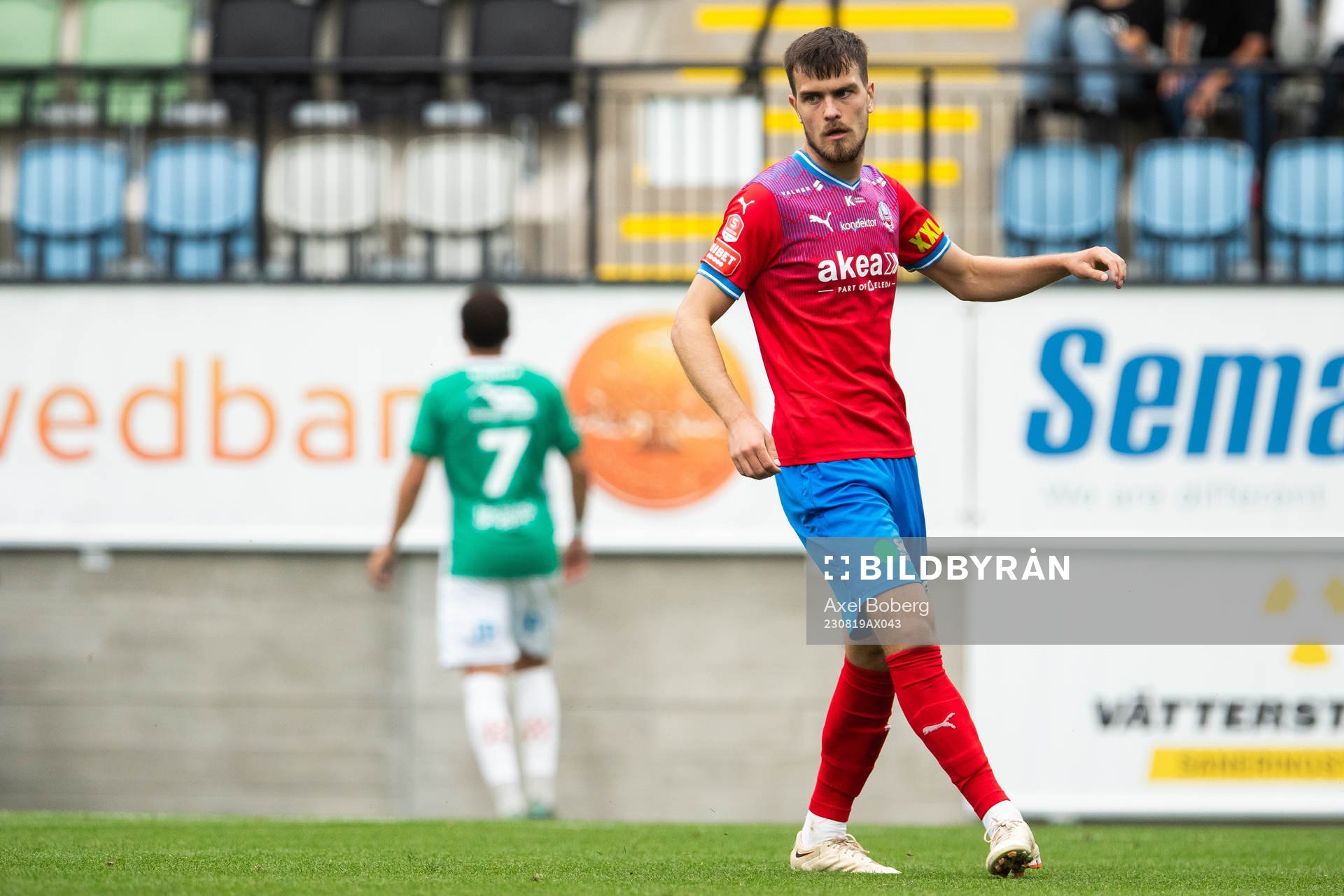 Helsingborgs Pavle Vagic under fotbollsmatchen i Superettan mellan Jönköpings Södra och Helsingborg den 19 augusti 2023 i Jönköping.