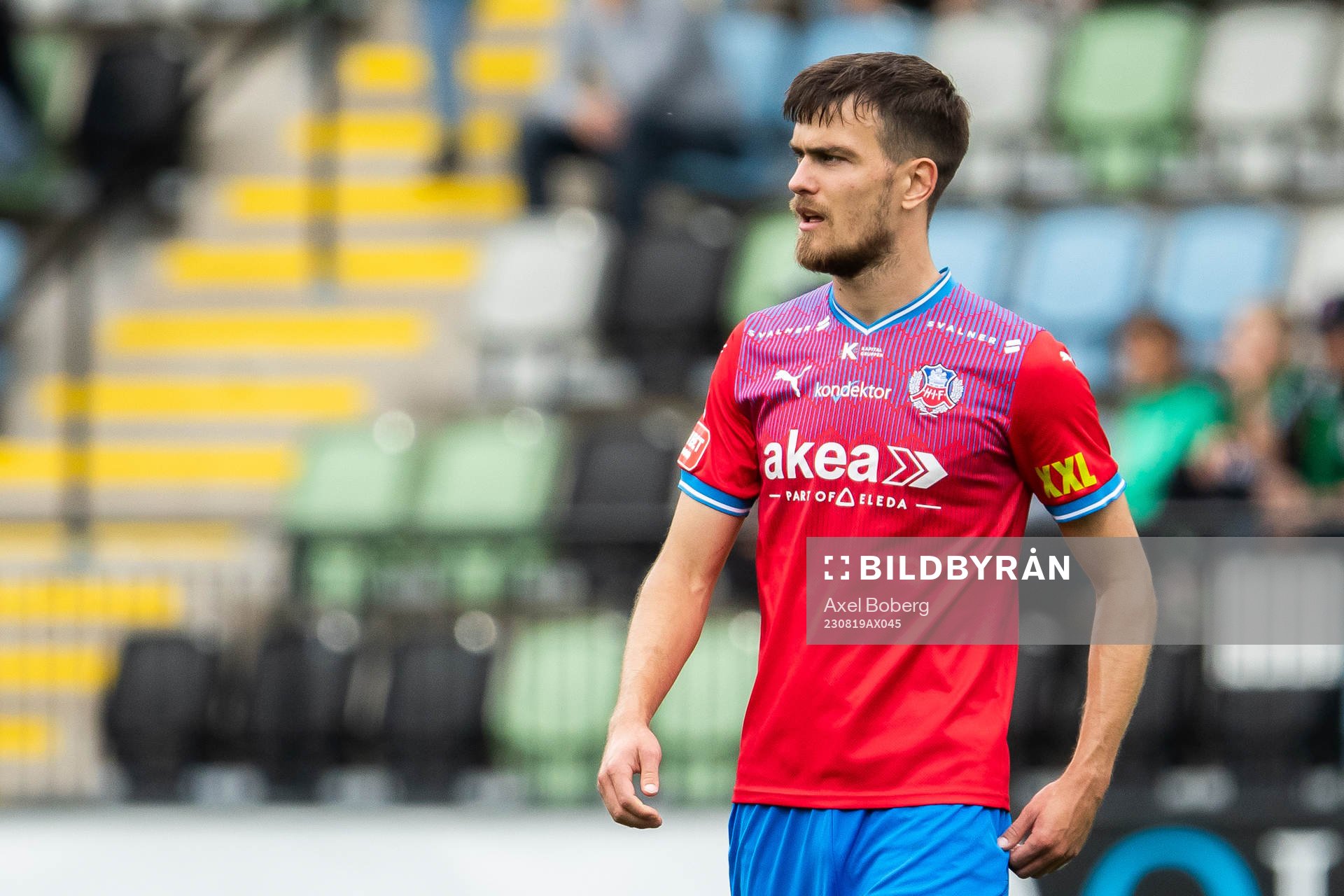 Helsingborgs Pavle Vagic under fotbollsmatchen i Superettan mellan Jönköpings Södra och Helsingborg den 19 augusti 2023 i Jönköping.