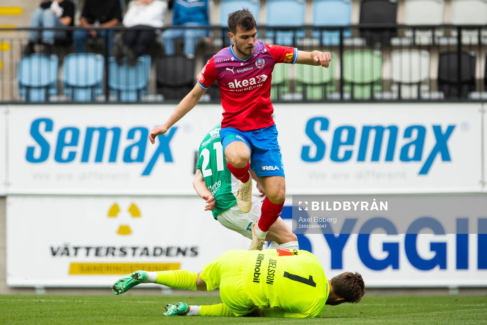 Helsingborgs Pavle Vagic under fotbollsmatchen i Superettan mellan Jönköpings Södra och Helsingborg den 19 augusti 2023 i Jönköping.