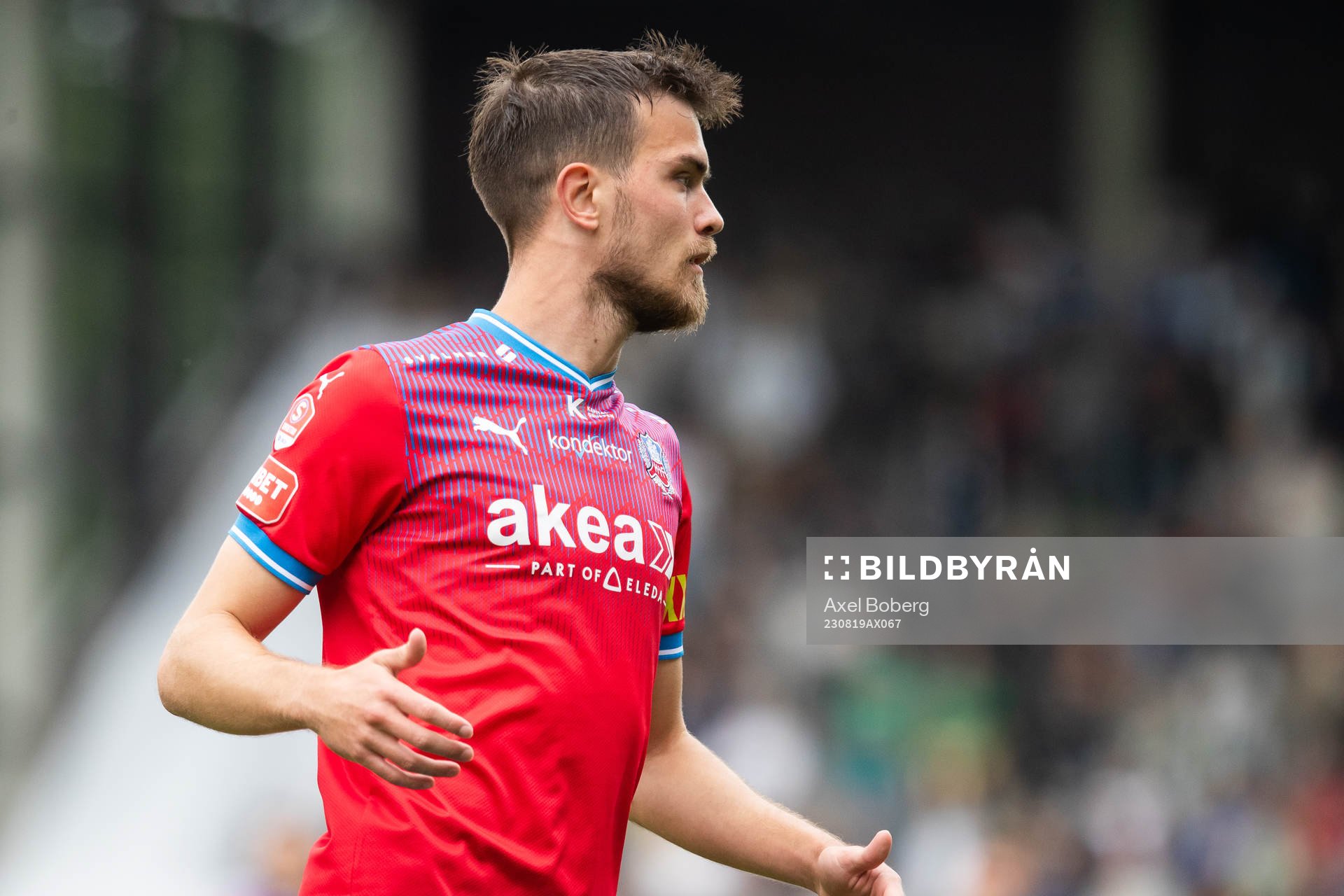 Helsingborgs Pavle Vagic under fotbollsmatchen i Superettan mellan Jönköpings Södra och Helsingborg den 19 augusti 2023 i Jönköping.