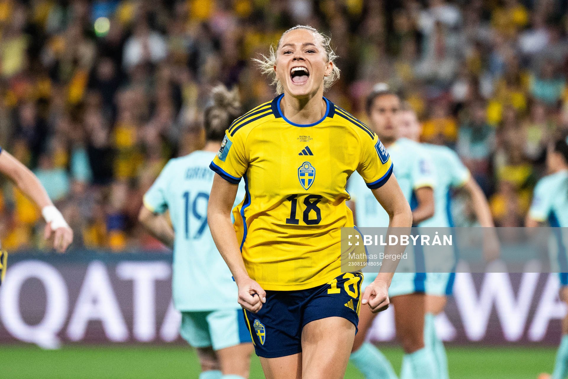 Fridolina Rolfö of Sweden celebrates