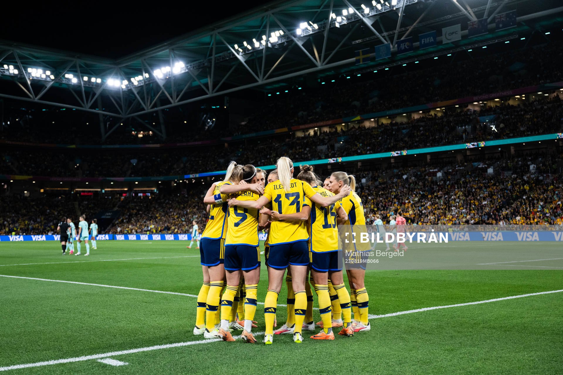 Fridolina Rolfö of Sweden celebrates with team mates