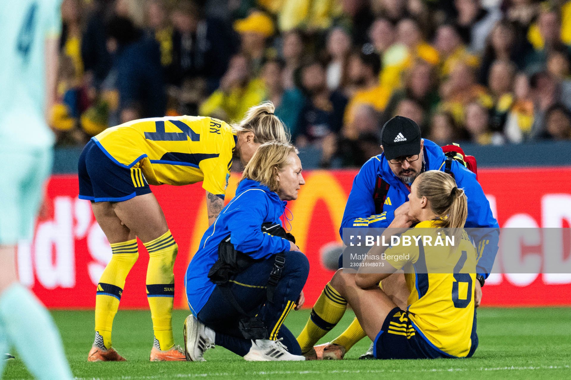 Magdalena Eriksson of Sweden in pain