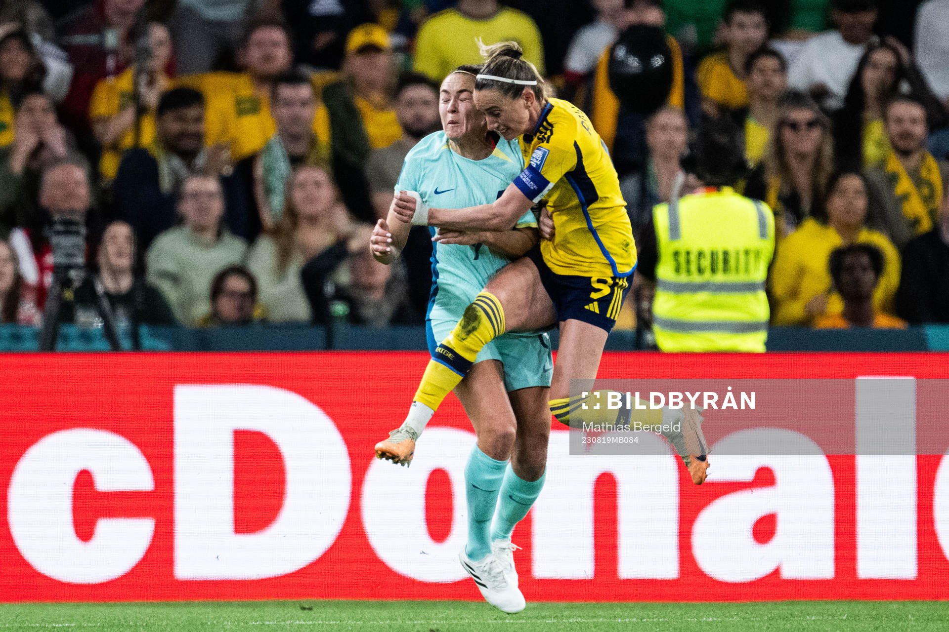 Caitlin Foord of Australia and Kosovare Asllani of Sweden