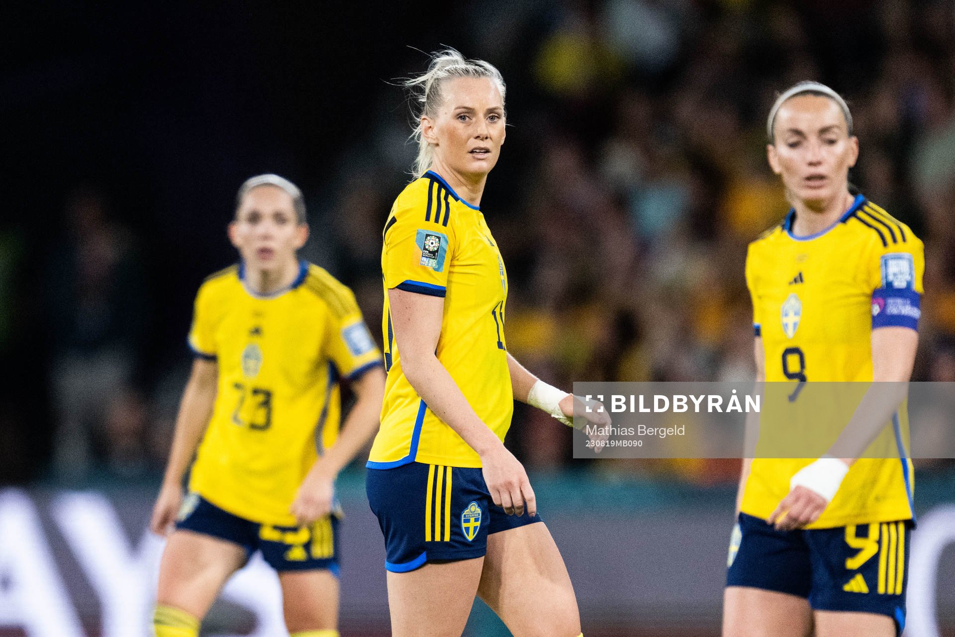 Elin Rubensson, Stina Blackstenius and Kosovare Asllani of