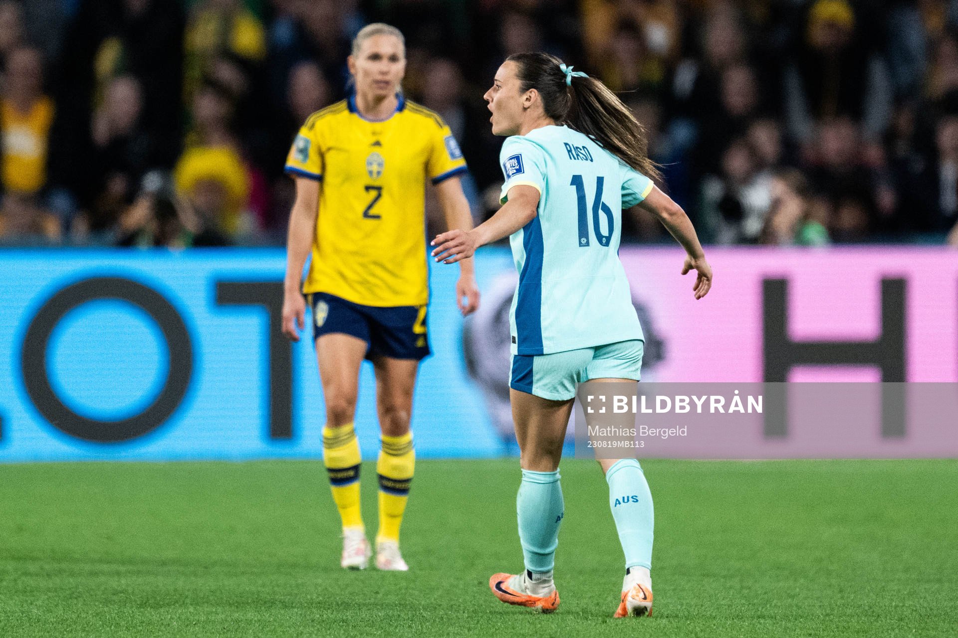 Hayley Raso of Australia reacts