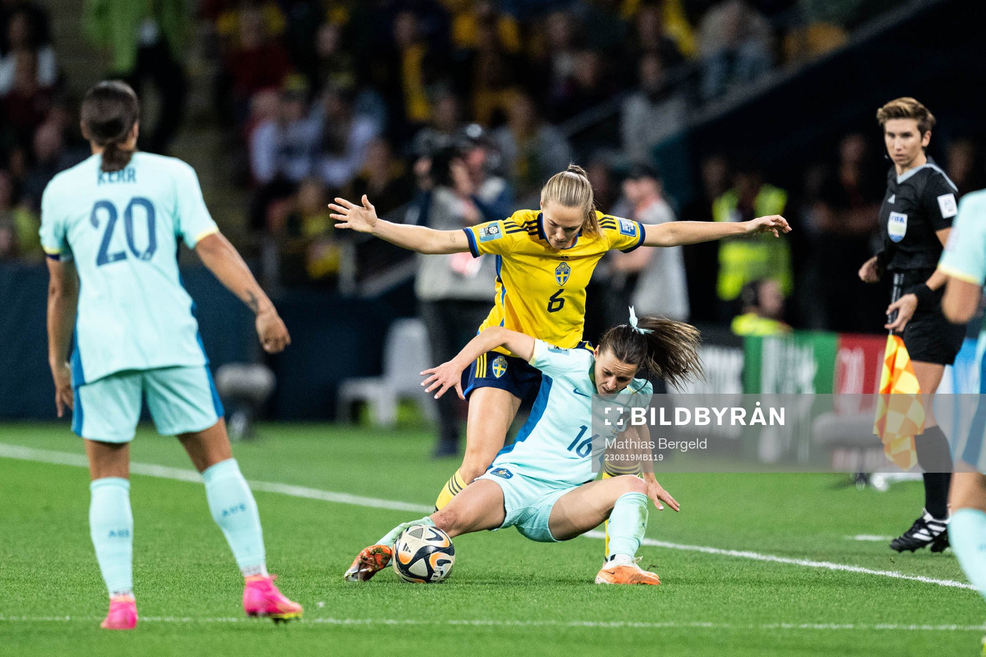 Magdalena Eriksson of Sweden and Hayley Raso of Australia