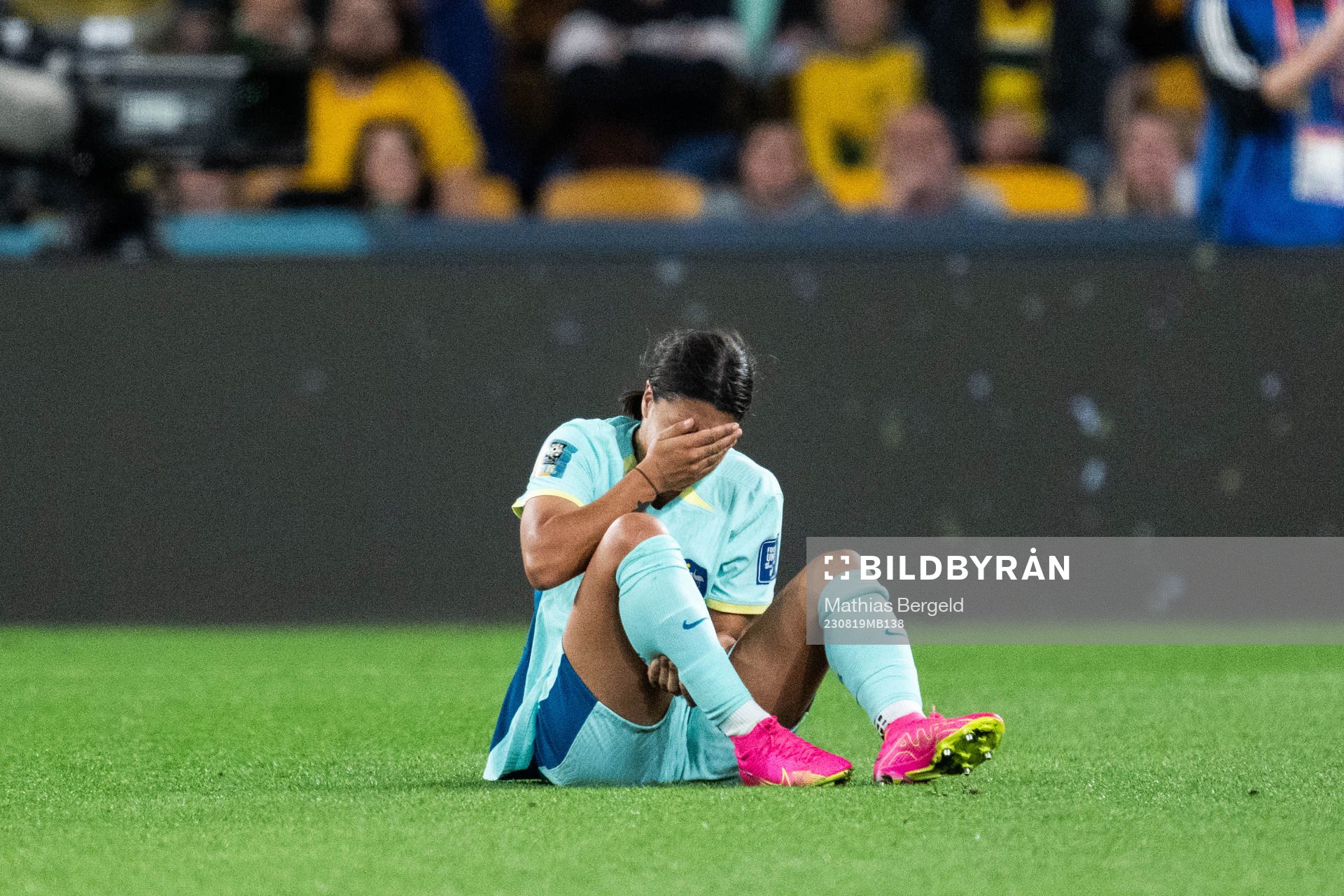 Sam Kerr of Australia in pain